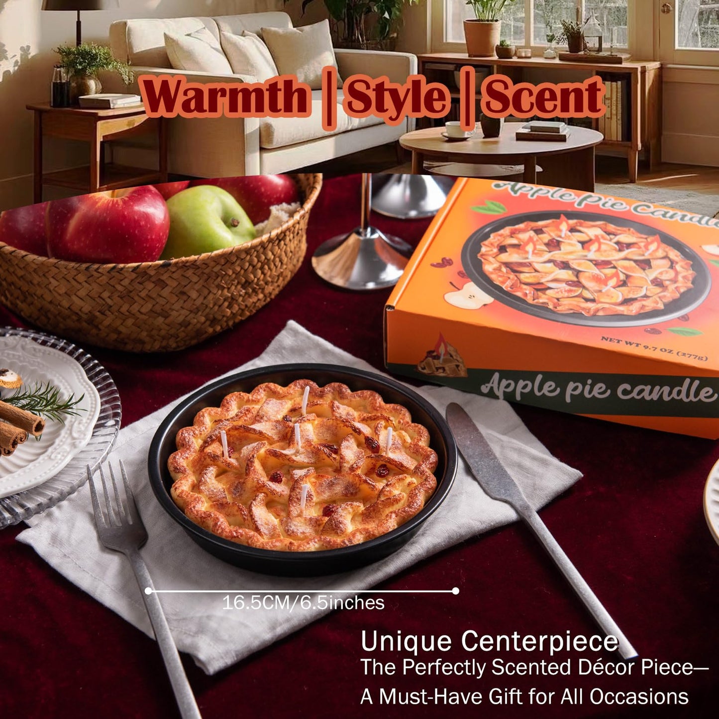 Apple Pie Realistic Food Scented Vegetable Wax Candle