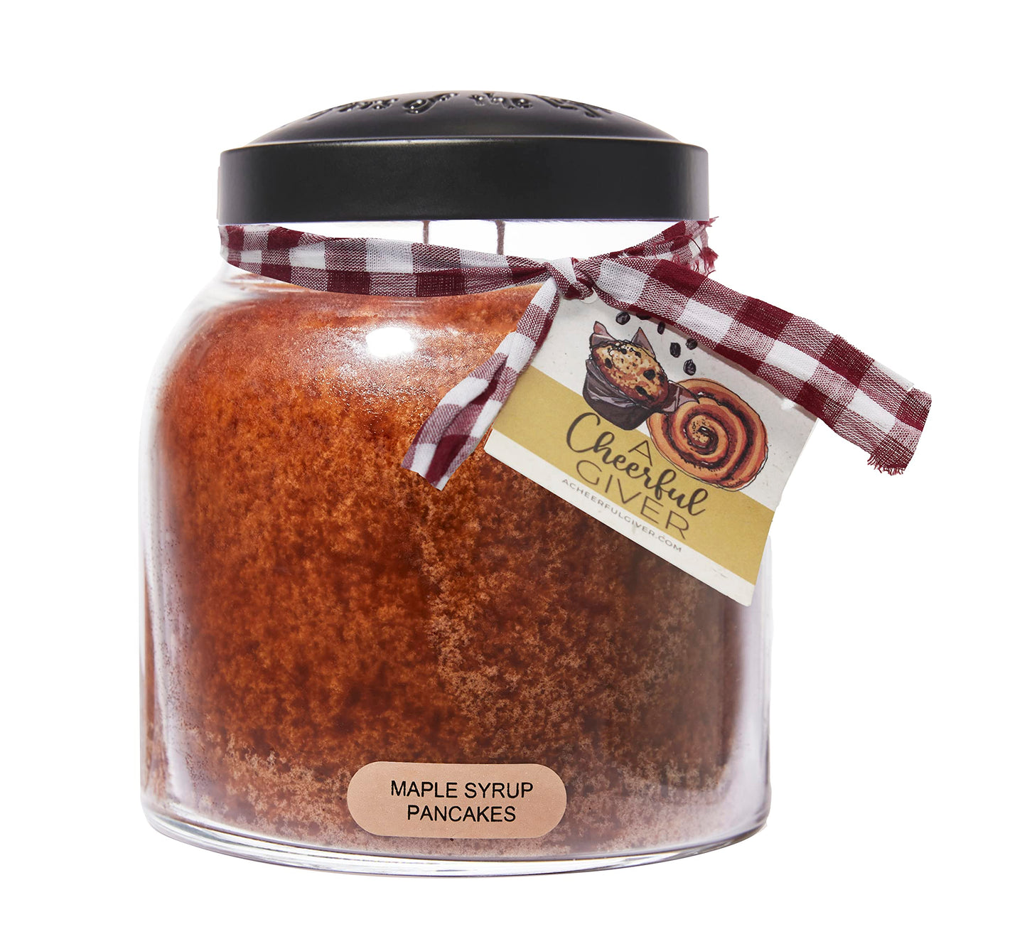 A Cheerful Giver - Maple Syrup Pancakes - 34oz Papa Scented Candle Jar with Lid - Keepers of the Light - 155 Hours of Burn Time, Gift for Women, Brown
