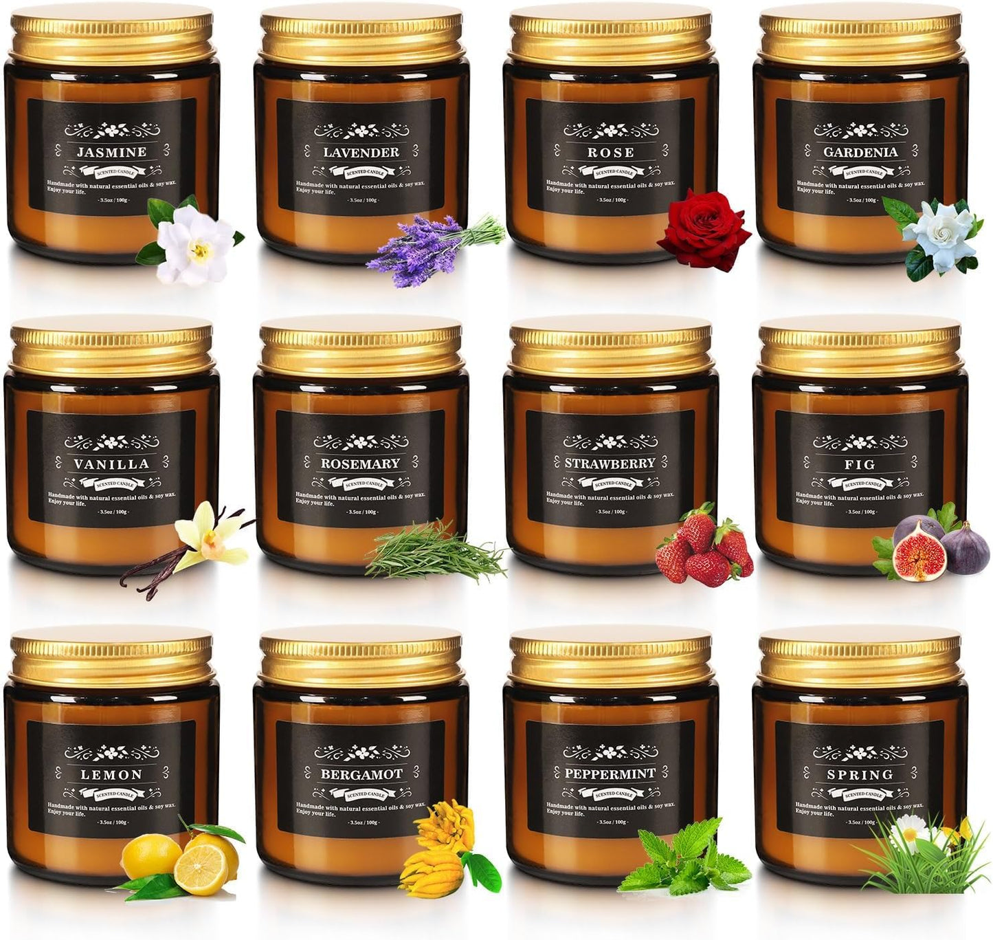 YOROXRG 12 Pcs Scented Candles with Added Natural Essential Oils, 3.05oz, Suitable for Various Festivals, Parties, Yoga, and Home Scene