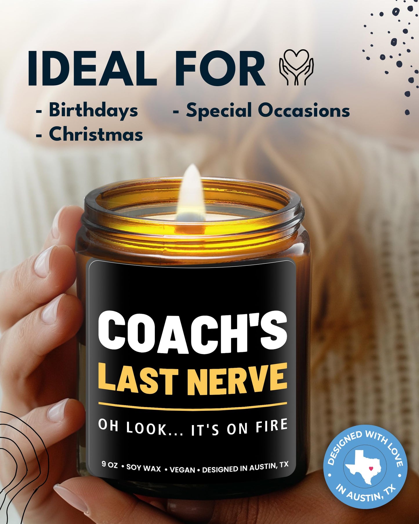 Funny Coach Candle, Coach Gifts for Women & Men, Appreciation Gifts for Coaches, Sports Themed Gift, Coach's Last Nerve, Soccer, Baseball, Volleyball, Basketball, Soccer, Hockey, Christmas, Birthday