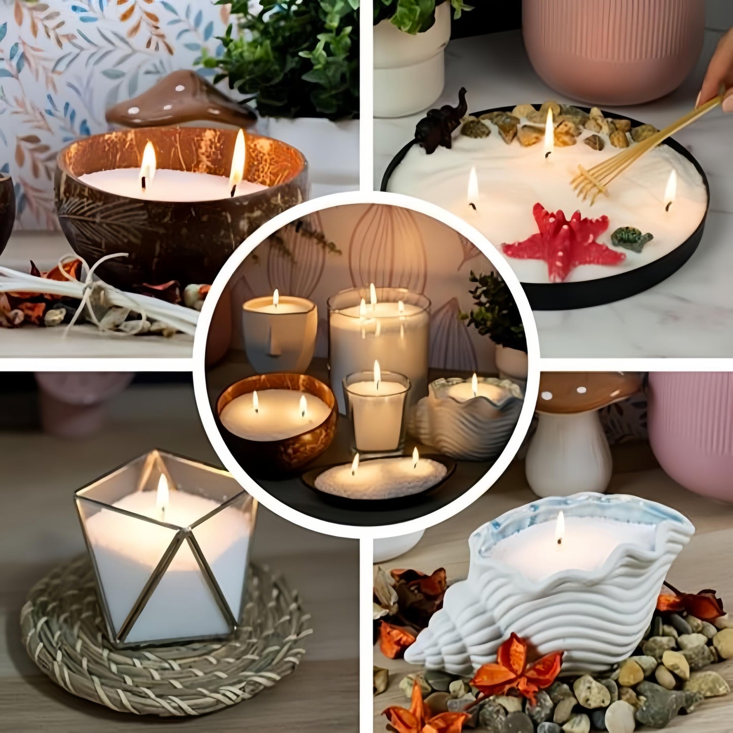 PHYMAT 3.5oz Sand Wax Bulk, Candle Wax Sand with 50pcs Wicks, Refillable Pearled Candle Kit for DIY Candles Making, Handmade Candles