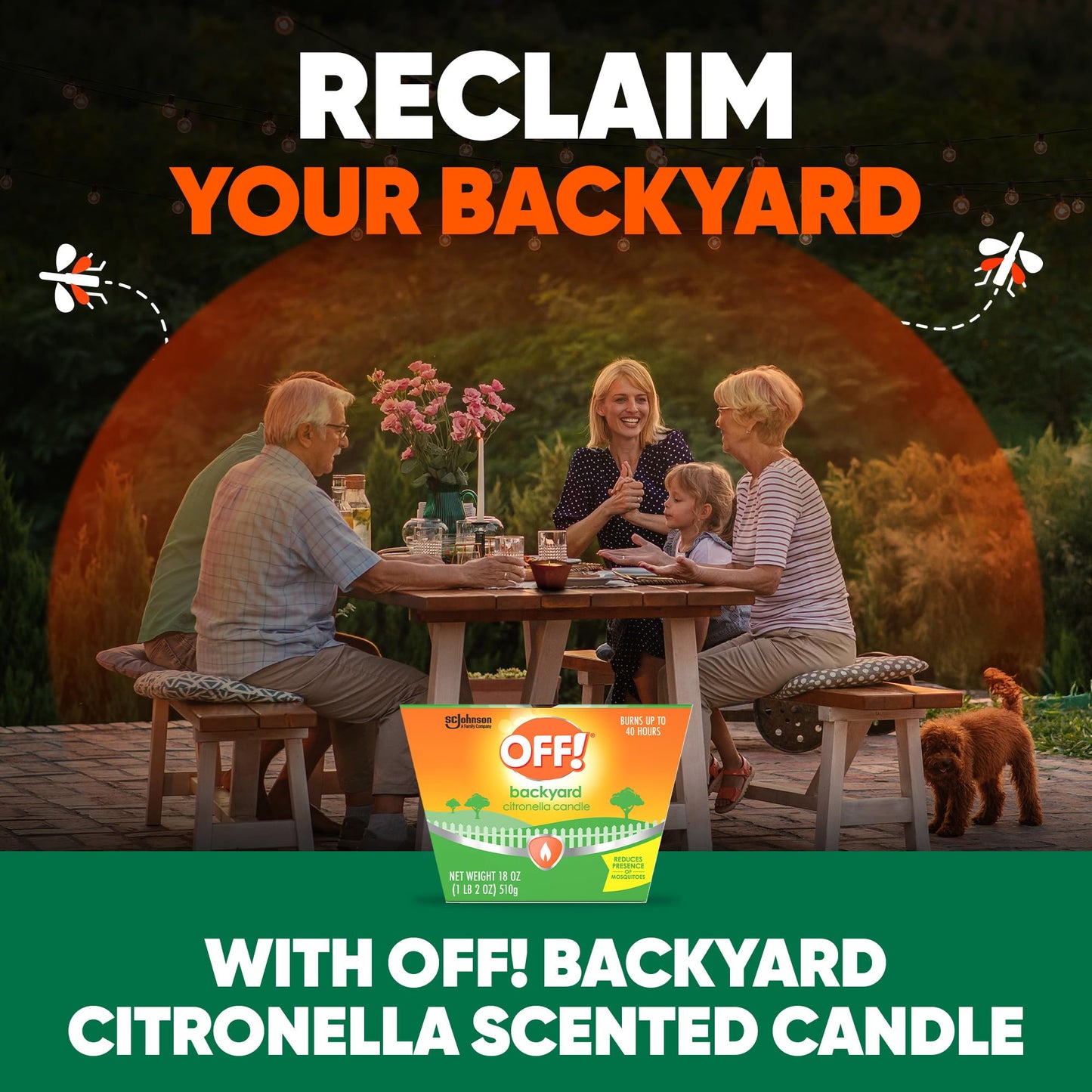 OFF! Backyard Citronella Scented Candle Burns Up to 40 Hours Provides Ambiance and a Gentle Glow for Backyard Outdoor Occasions 18 Ounce (Pack of 1)