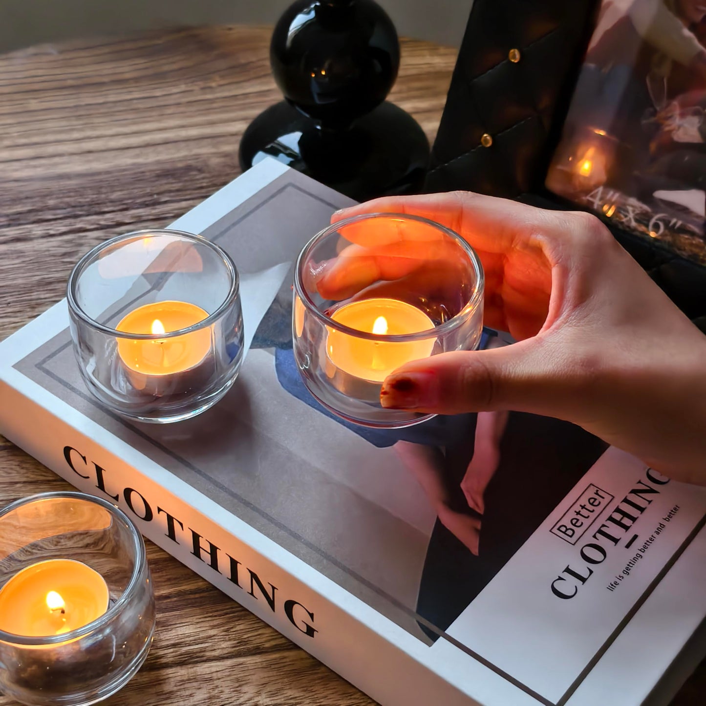 Gurfuy Clear Glass Votive Candle Holders 6 Set - Tealight Candle Holder for Festival Wedding Propose Parties Holiday Table Centerpiece Shelf Decoration Fall Home Decor