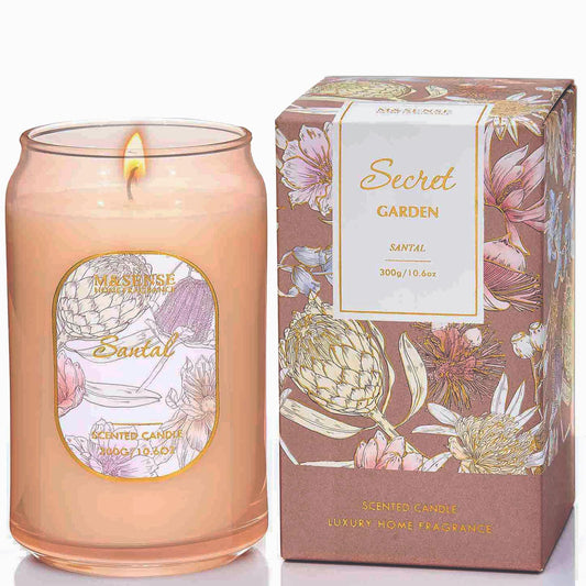 M&SENSE Santal Candles for Home Scented, 10.6 Oz Soy Wax Candles Non Toxic Jar Candle Up to 60 Hours Long Burning Home Fragrance Gift for Stress Relief, Meditation, Yoga