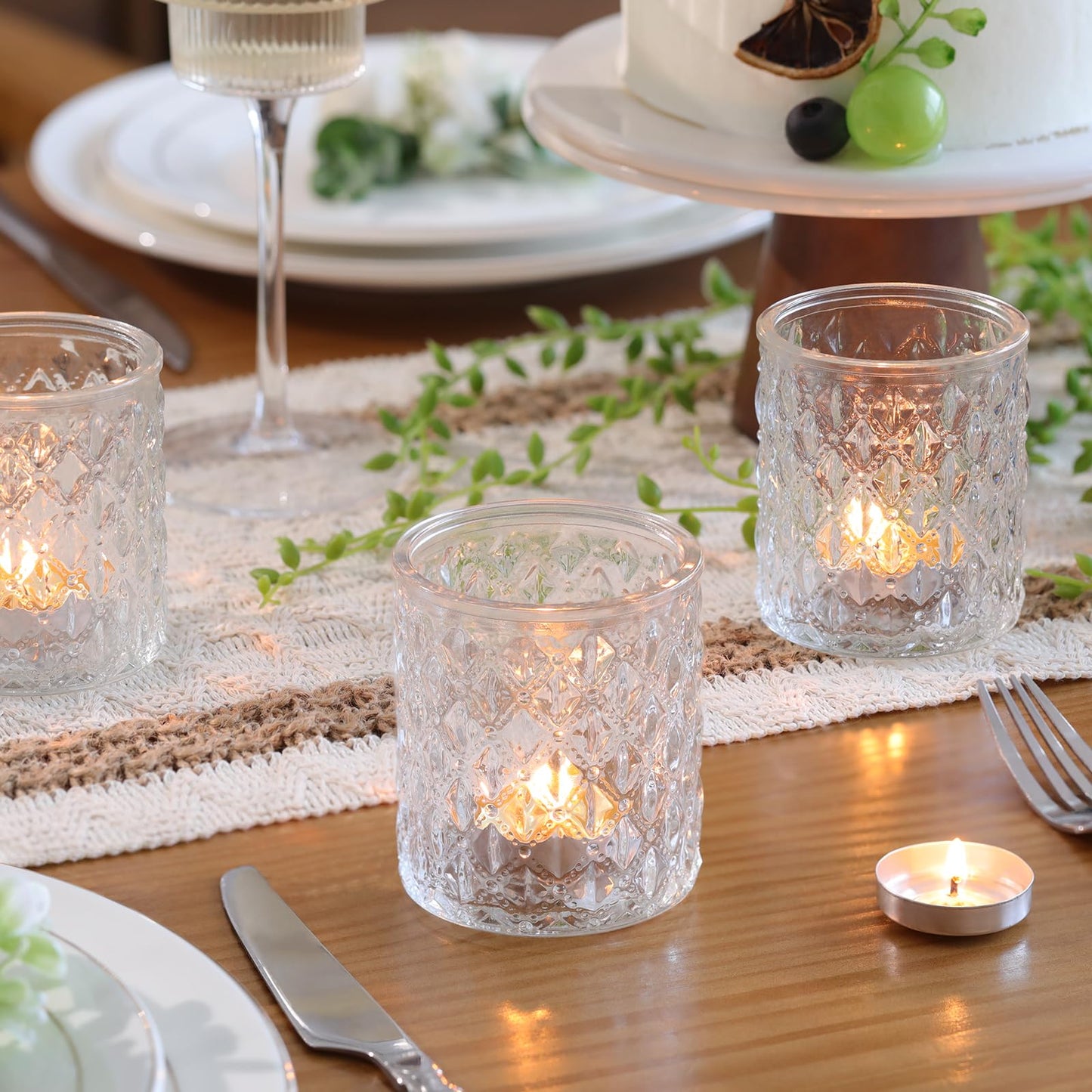 MATAHUM 12 Pcs Large Votive Candle Holders 2.8 * 3.2 inch Clear Tea Light Candle Holders Glass Candle Holder for Bridal Shower, Wedding, Table Centerpiece, Party, Home Decor