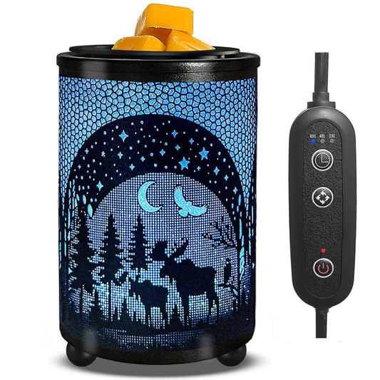Leyoue Electric Wax Warmer with Efficient PTC Heating - Enchanting Deer in Forest Iron Design, Quickly Melts Wax Blocks, Releases Long-Lasting Fragrance, Perfect Home Decor Piec