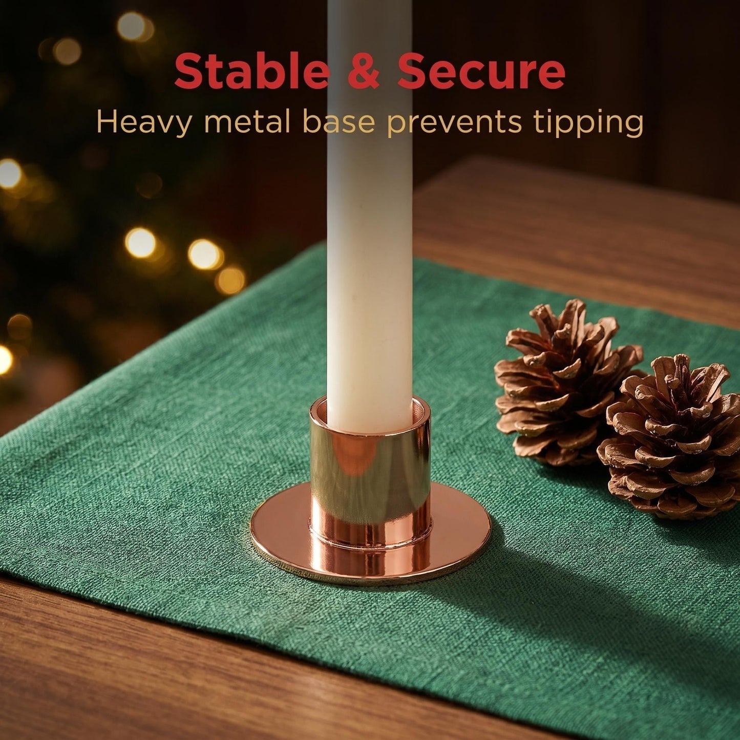 Gold Taper Candle Holders Set of 6 - Elegant Metal Candlestick Holders for Table Centerpieces, Wedding, Dining Room & Home Decor, Fits Standard Chime Candle Holder