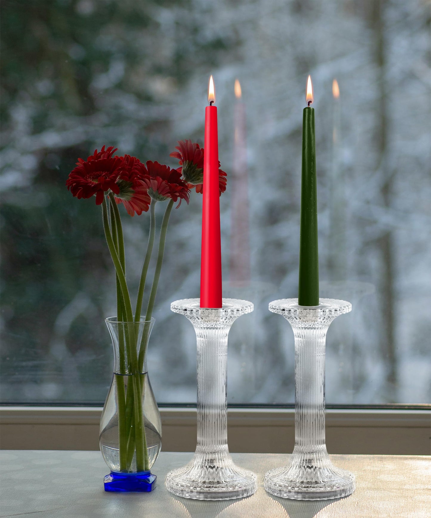 Hyoola Christmas Candles - Green and Red Taper Candles 12 Inch Dripless, 12 Pack Unscented Holiday Candles - European Made