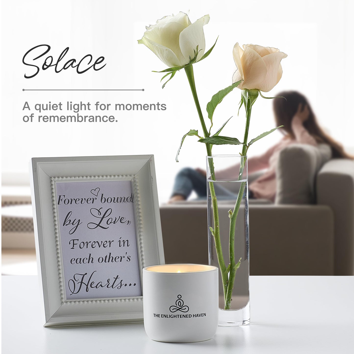 Sympathy Candle - Natural Soy Wax Scented Memorial Candles for Loss of Loved One - Remembrance, Grief, Condolences, Funeral, Thinking of You, Bereavement Gifts - Gardenia - 40 Burn hrs