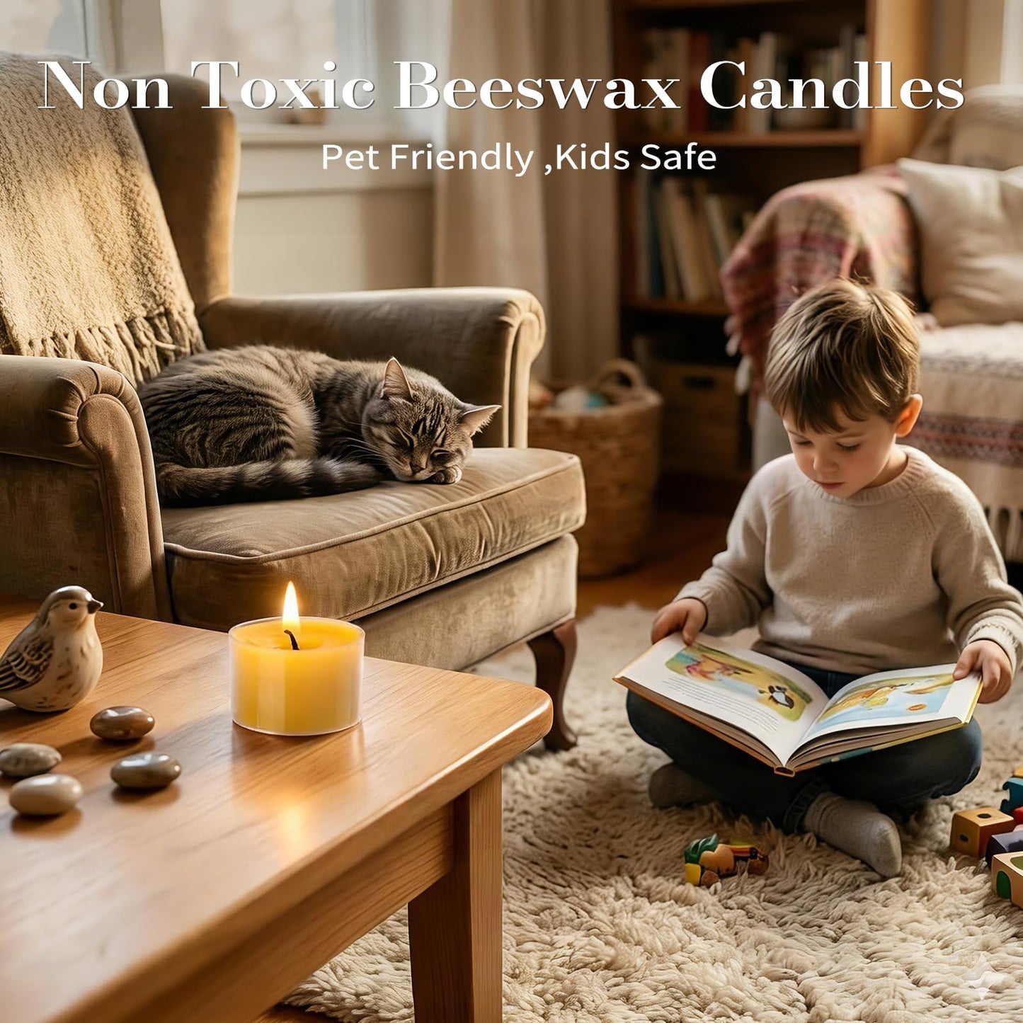 8 Hours Beeswax Tealight Candles-12 Packs - Natural Beeswax Tea Candles in Clear Cup | Smokeless Beeswax Tealights for Home Decor, Fragrance, Relax, Air Purify