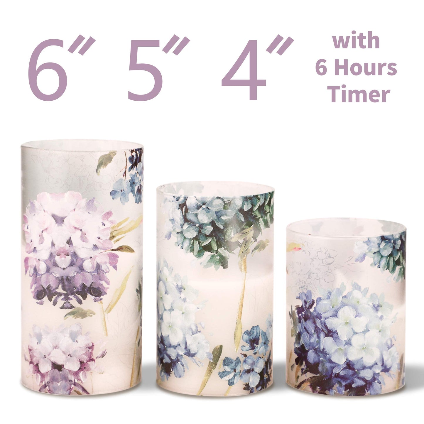 Silverstro Hydrangea Flameless Candles with Remote Blinks Glass Real Wax LED Candles - Home Party Wedding Romantic Love Theme Summer Holiday Decor - Set of 3