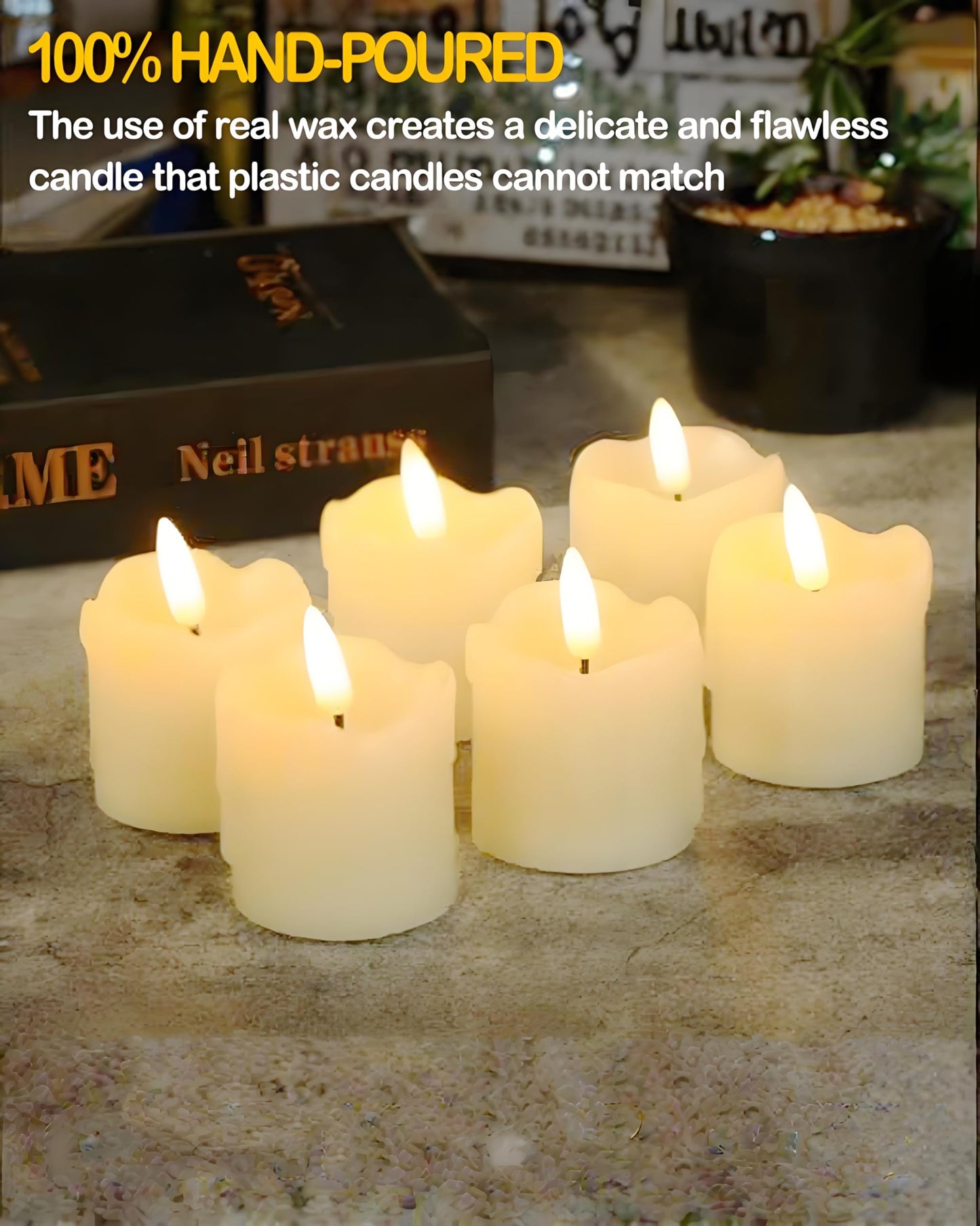 Gmnee 2"x2" White Flameless Votive Candles with Remote Timer, 400+Hours Small Battery Operated LED Candles Flickering for Wedding, Party and Holiday Decoration(Battery Included)