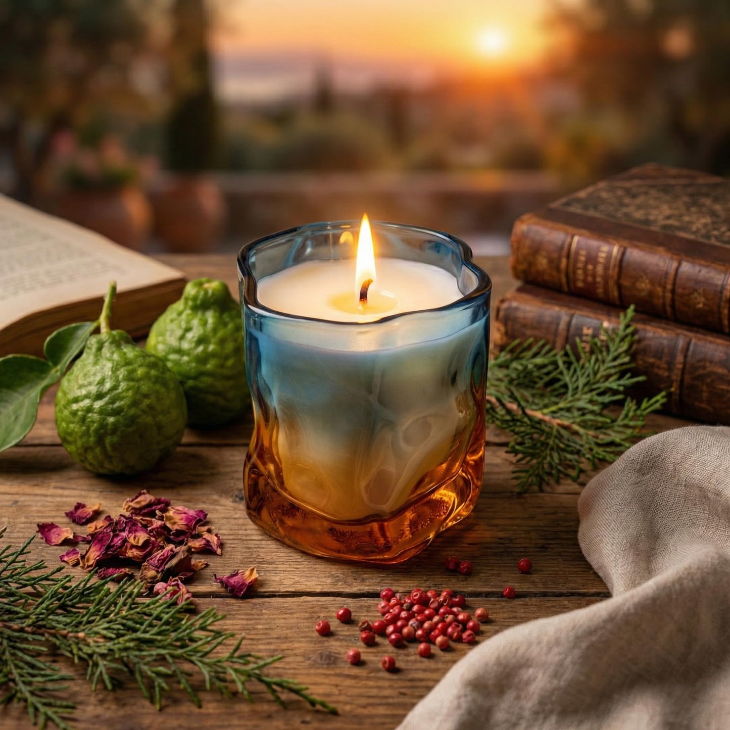 Signature Scent Ombre Jar Candle 4.5oz – CW Studio Hand-Poured Palm & Paraffin Wax, Up to 23 Hour Burn, Dust Cover Lid, Clean Burn Home Decor & Gift