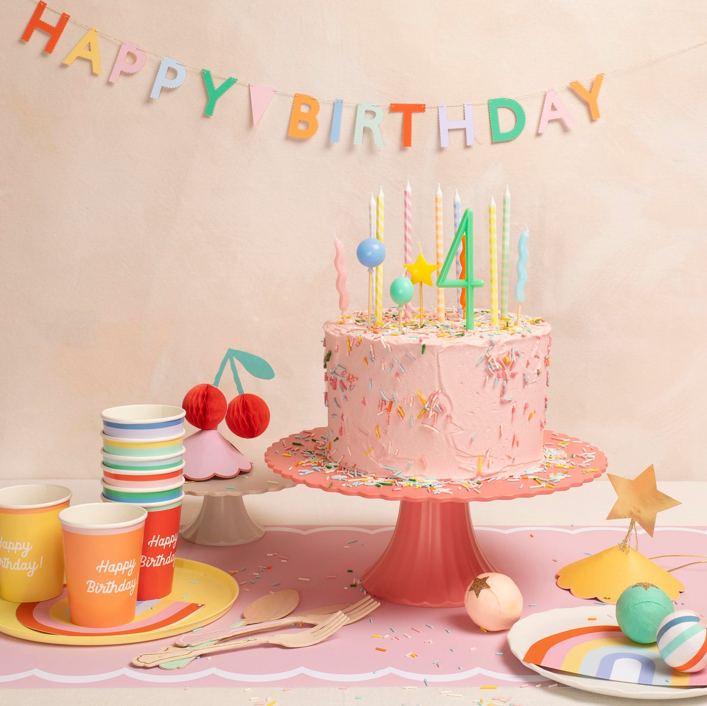 Meri Meri Balloon Candles (Pack of 6), Birthday Cake Candles, 6 Fun Designs & Colors, 4.5" Tall, Unscented