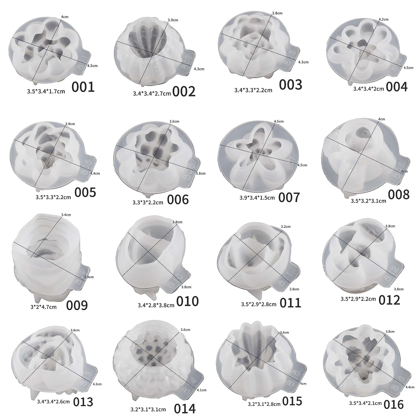 Resin Casting Mold Resin Making Molds Silicone Mold for Candle Home Decorate Mold 3D Animal Mold Candle Making Mold (succulents-34-pack)