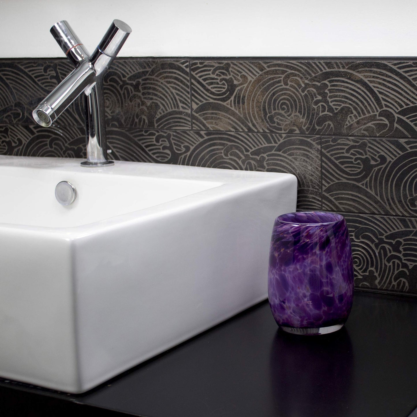 Totally Blown Glassworks Votive Candle Holder, Tea-Light, Handmade Blown Glass, Accent Vase, Centerpiece, Home Decor, Artist Dehanna Jones, Seattle, WA. (Purple Rain)