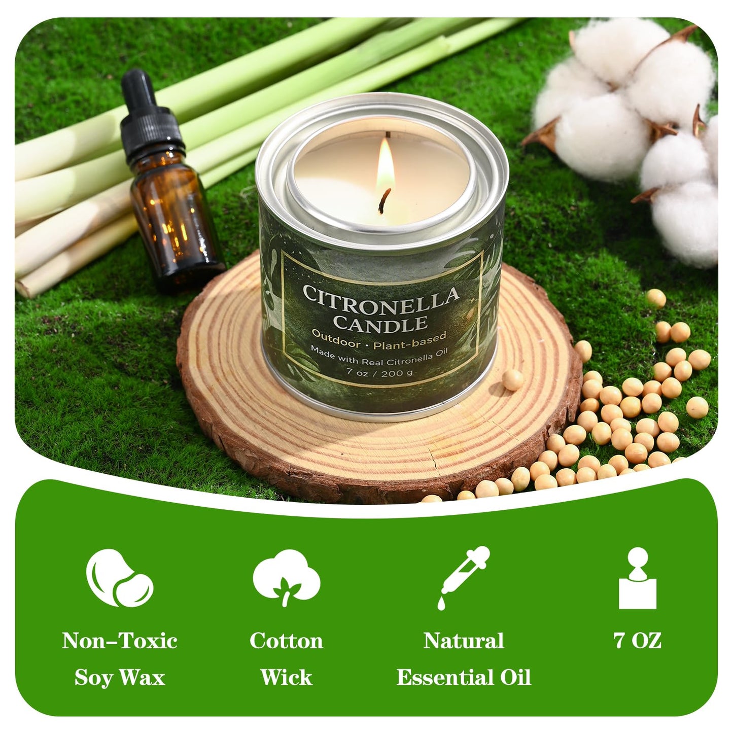 Citronella Candles Outdoor 6 Pack,42 Oz 300 Hours Long Lasting Burn Citronella Candles,Citronellas Candle Set with Fresh Citronellas Oil and Natural Soy Wax for Camping,Garden,Patio,Yard,Balcony