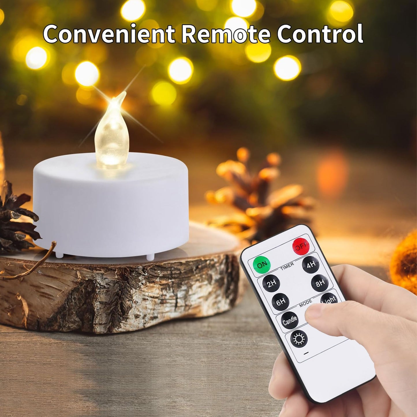 Hanzim Tea Light Candles with Remote Control,Flickering Flameless LED Candle,Long Lasting 400+Hours,Battery Operated with Timer for Home Decoration Seasonal &Festival Celebration WarmWhite (24pcs)
