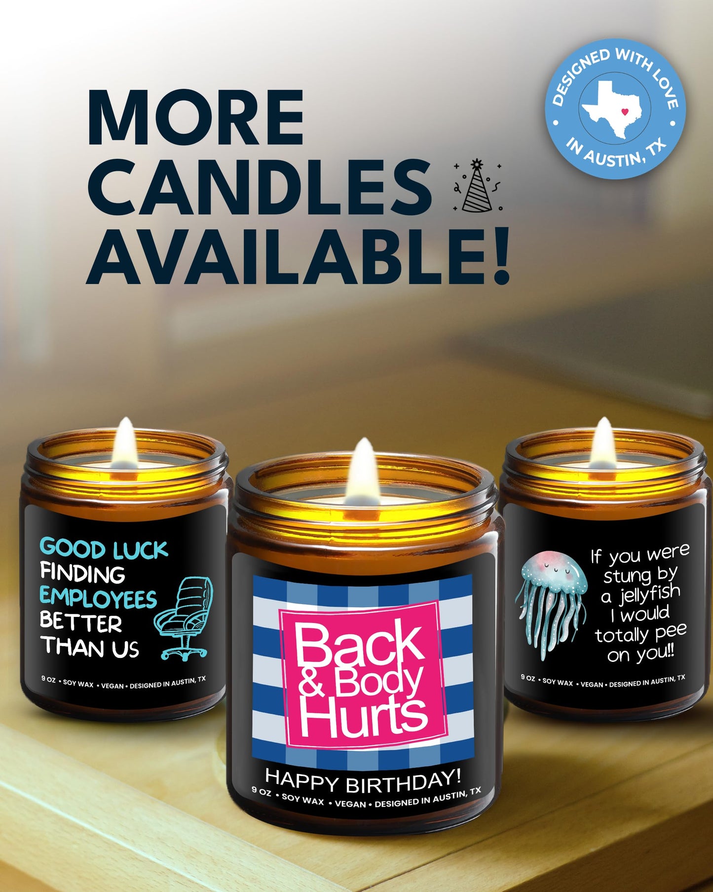 Funny Happy Birthday Candle, Unique Happy Birthday Gifts for Women and Men, Fun Gift Ideas for 30th, 40th, 50th and 60th Birthdays, Back and Body Hurts Candle, Long-Lasting Scent, Gift-Ready