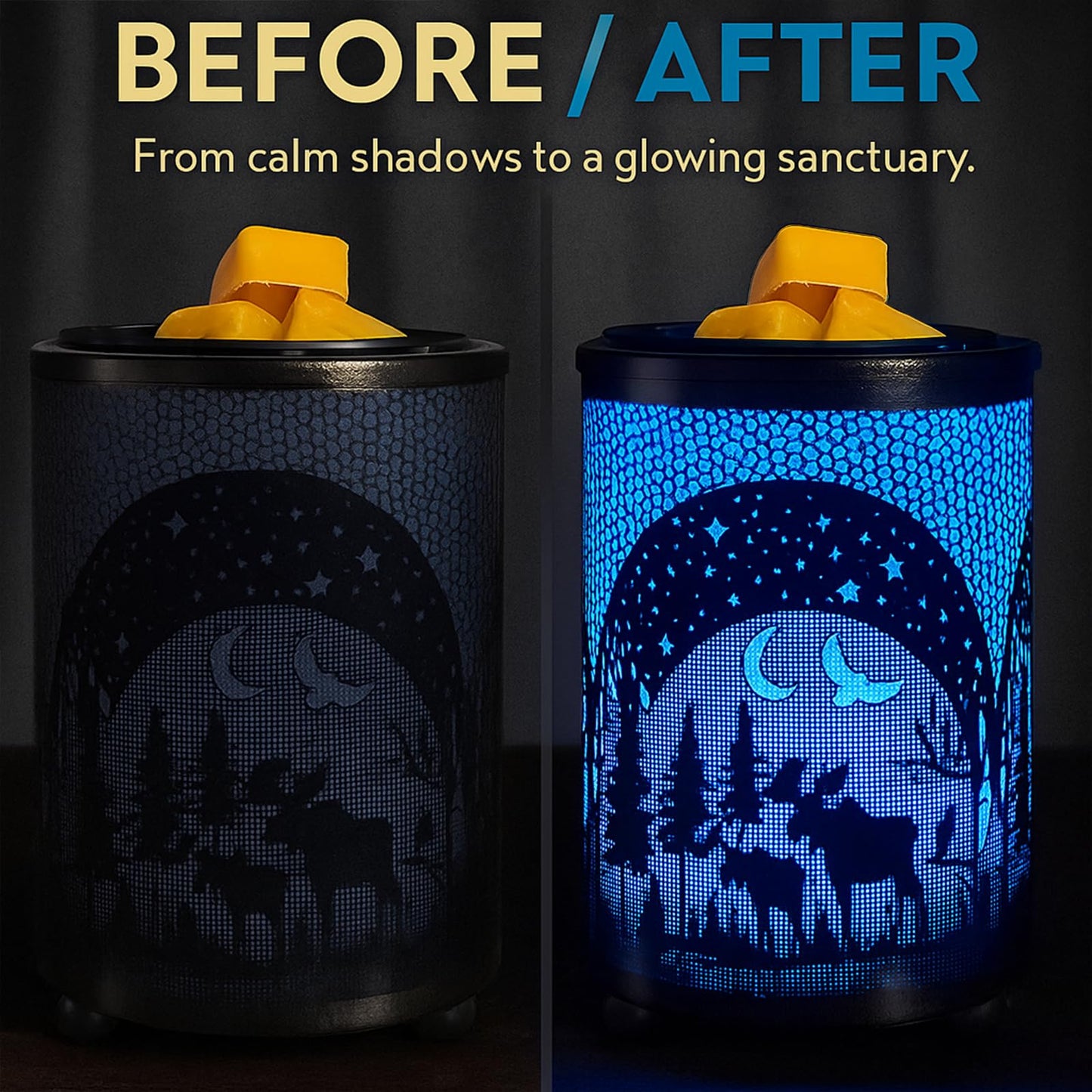Leyoue Electric Wax Warmer with Efficient PTC Heating - Enchanting Deer in Forest Iron Design, Quickly Melts Wax Blocks, Releases Long-Lasting Fragrance, Perfect Home Decor Piec