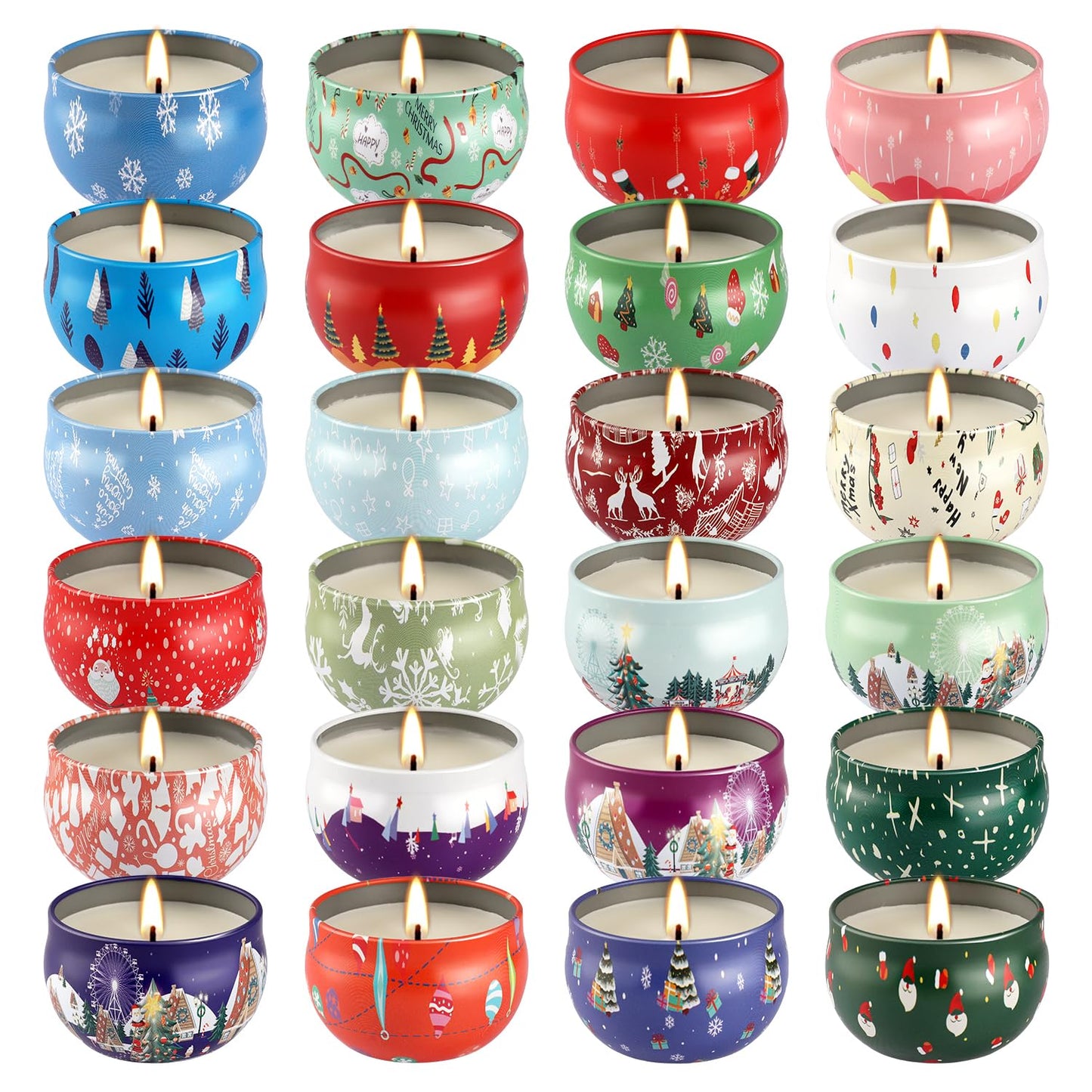 24 Pack Christmas Advent Scented Candles Gift - Aromatherapy Candle, 2.5oz Natural Soy Wax with Long Lasting Burn Time, Perfect for Christmas Countdown, Thanksgiving Gifts for Women & Home Decor