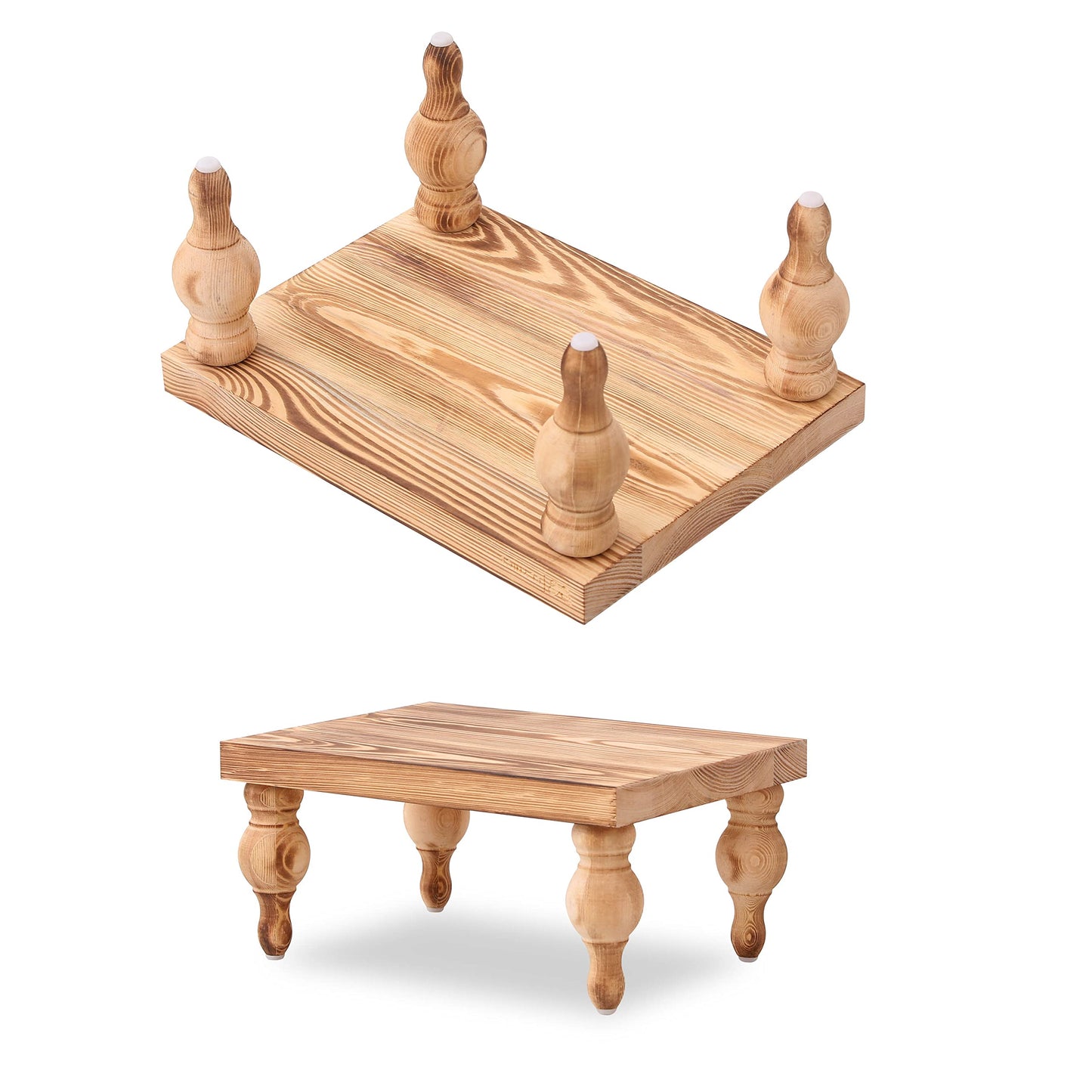 Elynice Decorative Wood Risers for Display - 12 x 9 x 5.5 Wood Pedestal Stand Table for Farmhouse Decor, Kitchen Counter Display - Wooden Kitchen Soap Tray