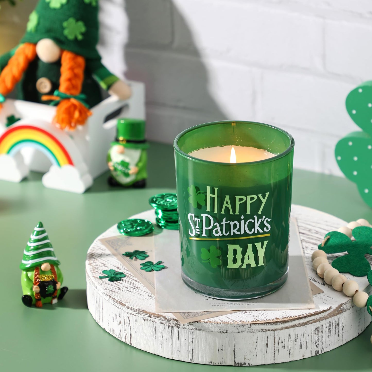 St. Patrick's Day Scented Candle Gifts - Eucalyptus Candle, St Patricks Day Decorations, Holiday Candles Gift, 10oz Soy Wax