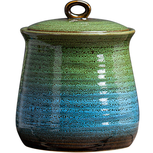 40 OZ Cookie Jar,Dog Treat Jar, Kitchen Canisters for Countertop for Food Storage Coffee, Tea,Flour, Beans, Spices, Nuts and More Ceramic Jar with Lid. (Green and Blue)