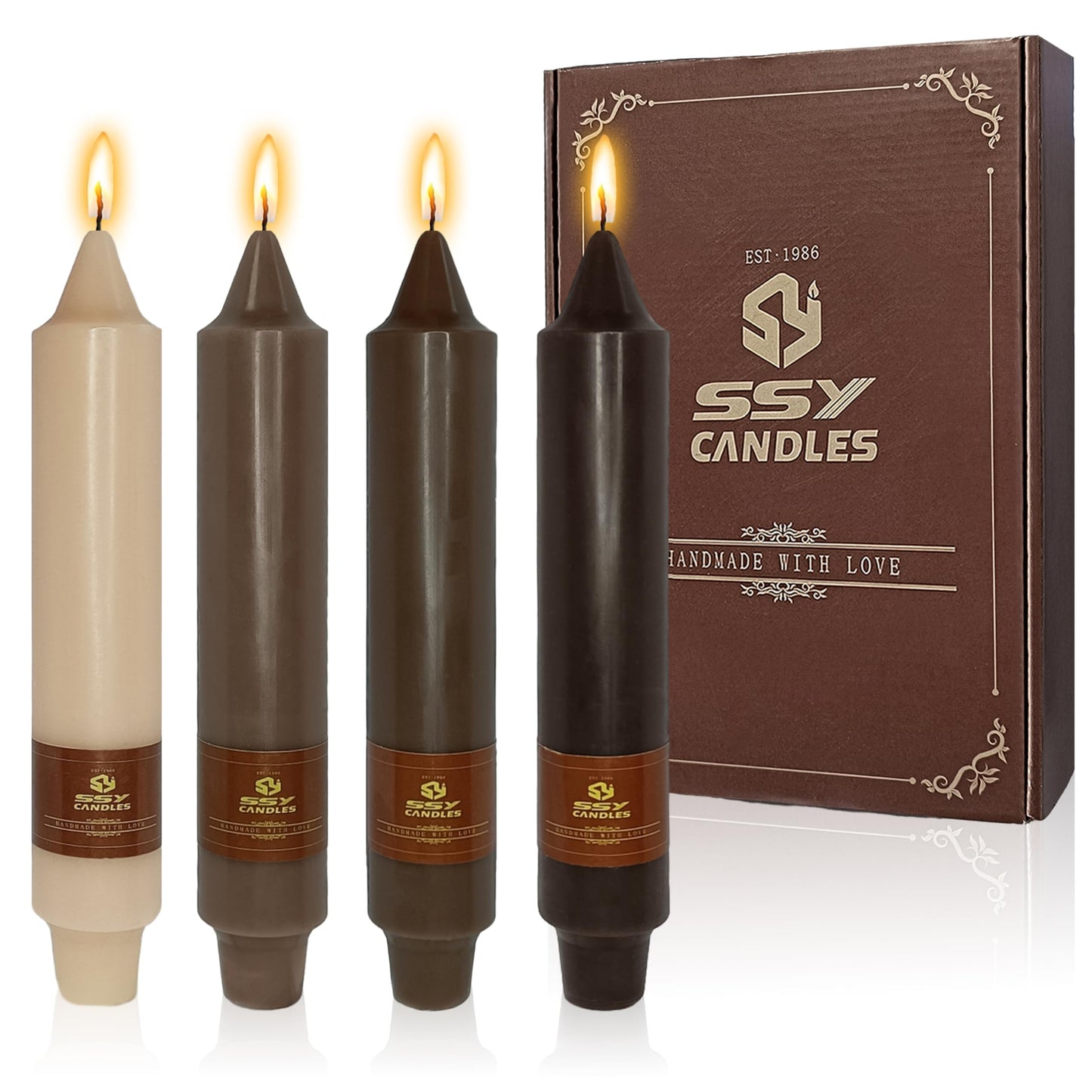 Autumn Candle Dinner Candle Unscented 4 PCS Gradient Coffee Candles Sticks 7 inch Tapered Candles Sticks for Home Holiday Wedding Party Decoration