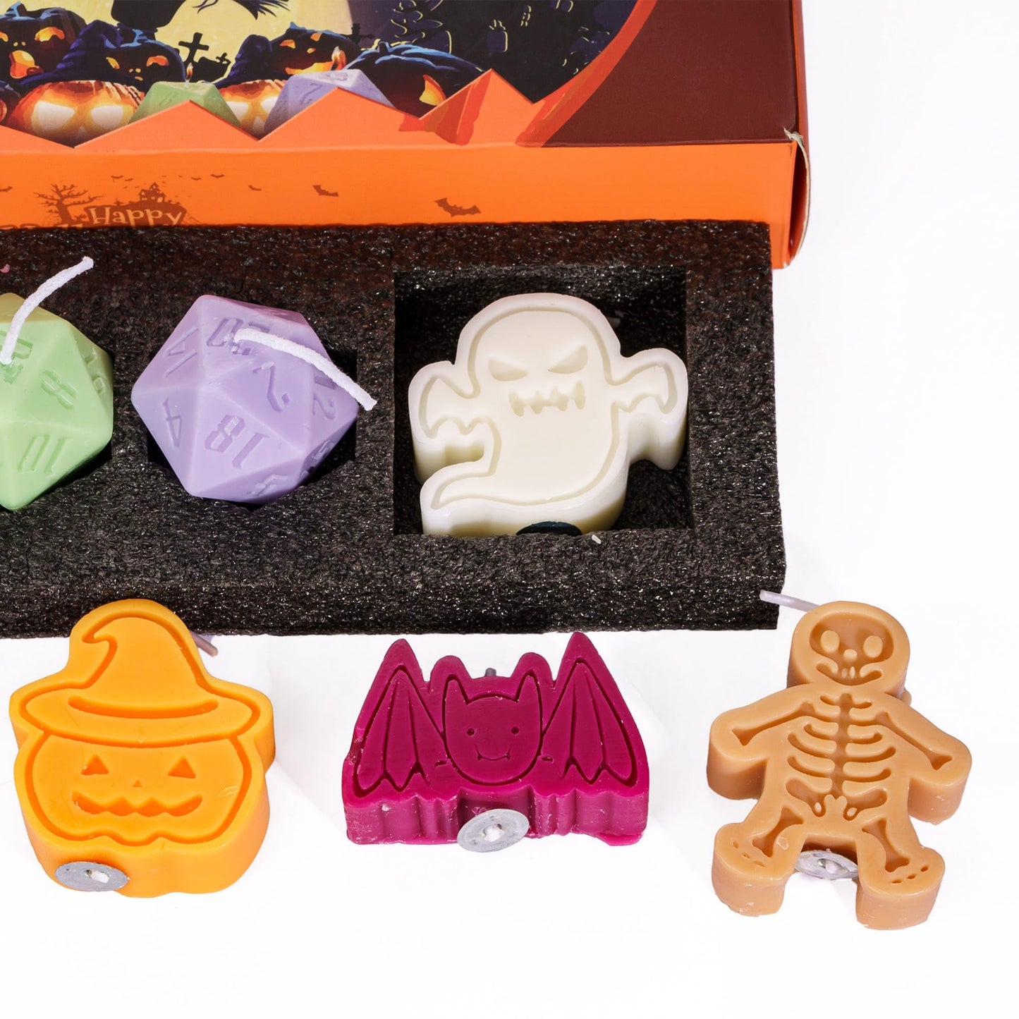KSNDie D20 Dice Candles Set, Box of 5 Piece, Long Burning Candles, DND Halloween Candle Gift Polyhedral Dice Candle with Gift Box for Home Decor, as D&D Gifts
