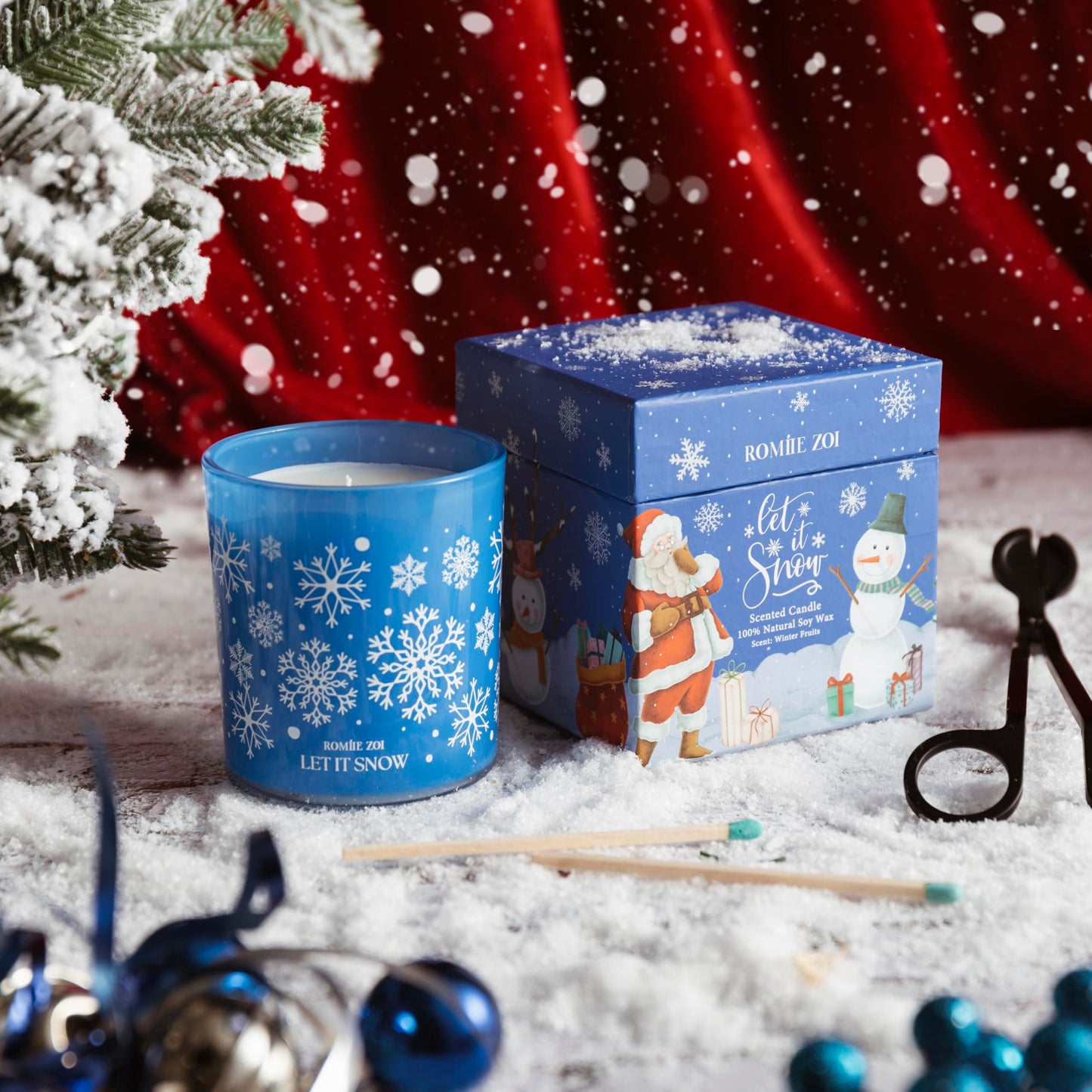 ROMIIE ZOI Christmas Scented Jar Candle - 6oz Soy Wax Candle - Let It Snow Infused with Winter Fruits Aroma - with Beautiful Keepsake Box Special for Christmas/Holiday Gifts