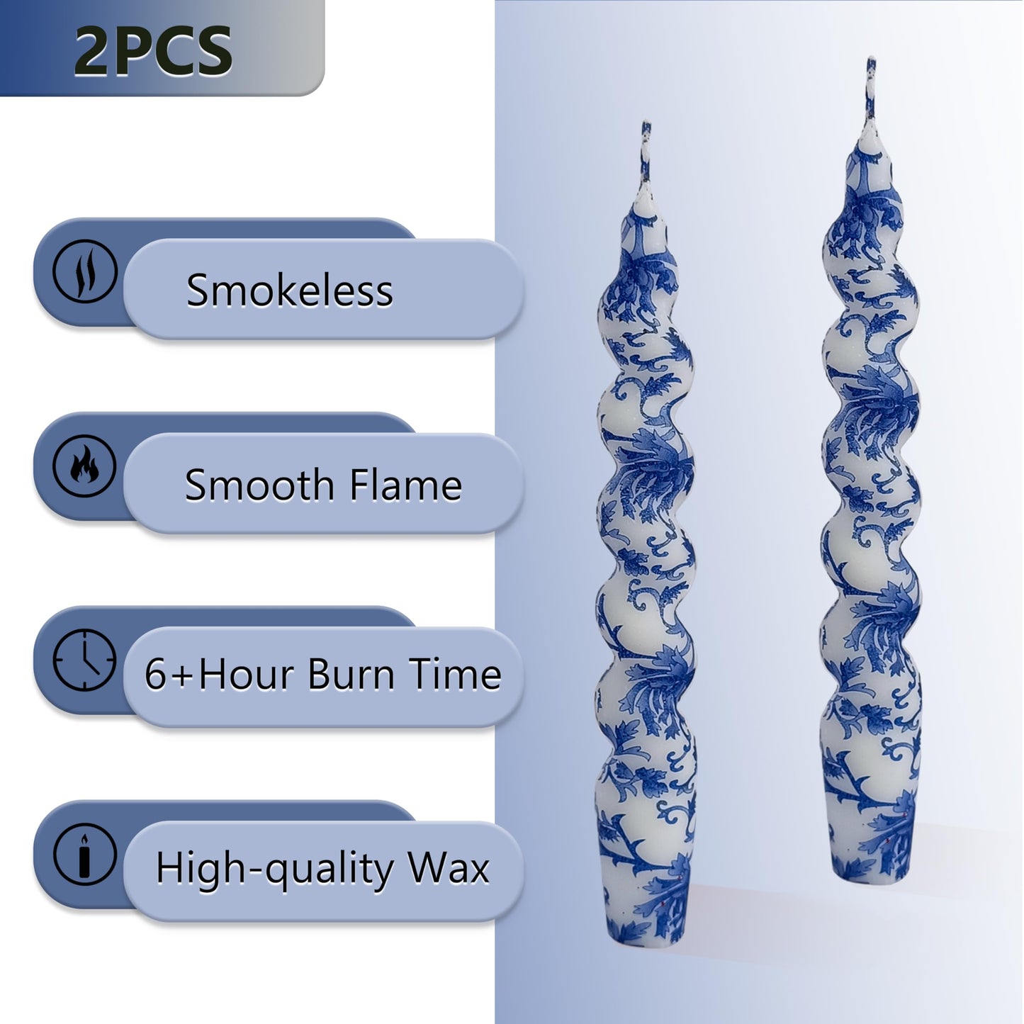 Twisted Candlesticks Spiral Taper Candles Odorless Candle Sticks Hand Printing Flowers Candlesticks Unscented Twirl Candles Easter Taper Candles for Home Dinner Decor Party Wedding Mother's Day Gifts
