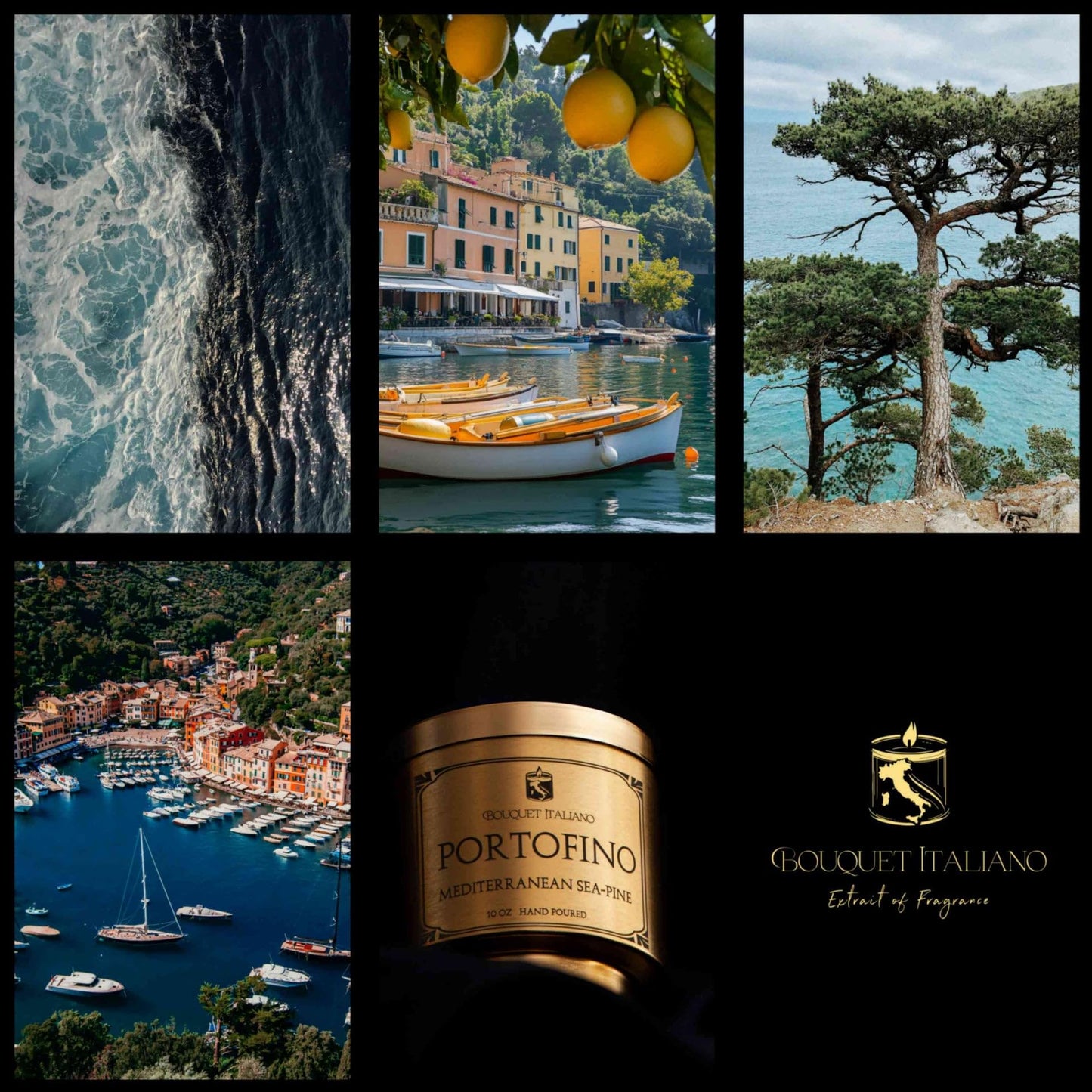 Portofino Luxury Wax Scented Candle Lemon Zest Sea Ozone Pine Aromatherapy Candle for Relaxation Home Decor & Gift Giving with Jasmine Marine Waters & Coastal Musk