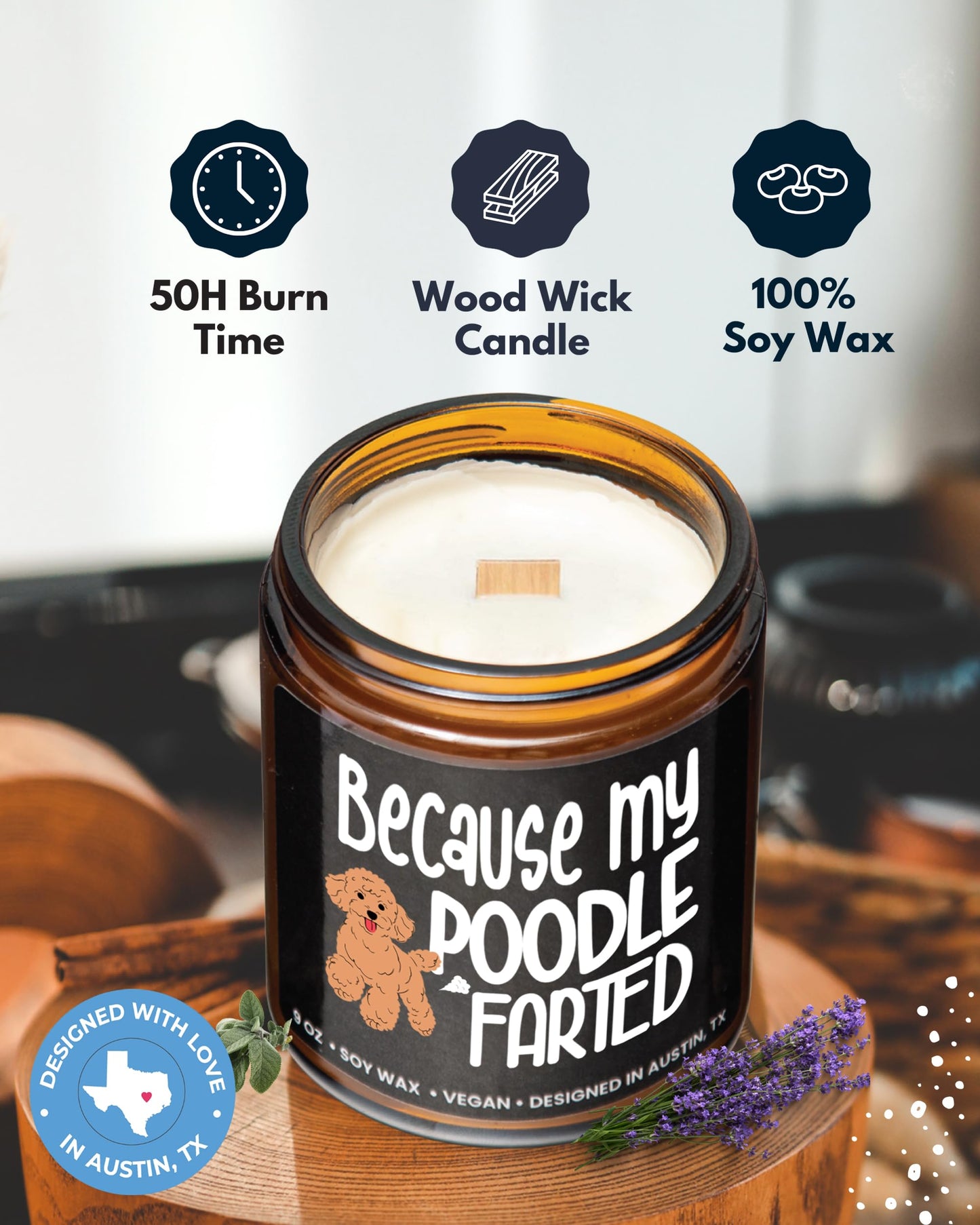 Funny Poodle Candle, Poodle Gifts for Women and Men, Unique Funny Pet-Themed Gift Ideas for Her, Best Present for Pet Lovers, Perfect Present for Dog Mom and Dog Dad, Birthday, Christmas, Gift-Ready
