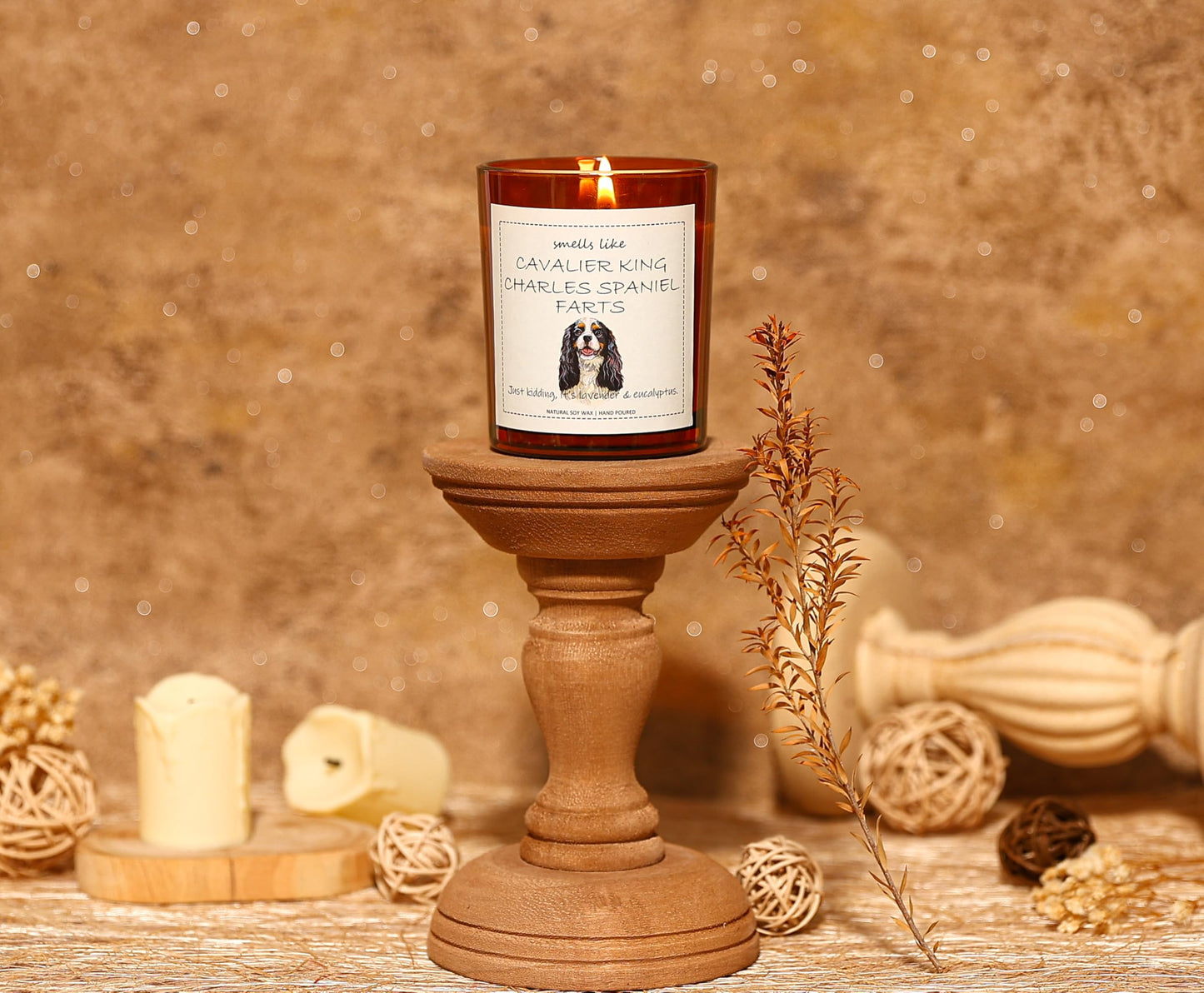 Cavalier King Charles Spaniel Gifts & Decor, King Charles Cavalier Gift, Dog Mom Gifts, Dog Farts Candle - Lavender & Eucalyptus, Crafted by Natural Soy Wax & Natural Essential Oils