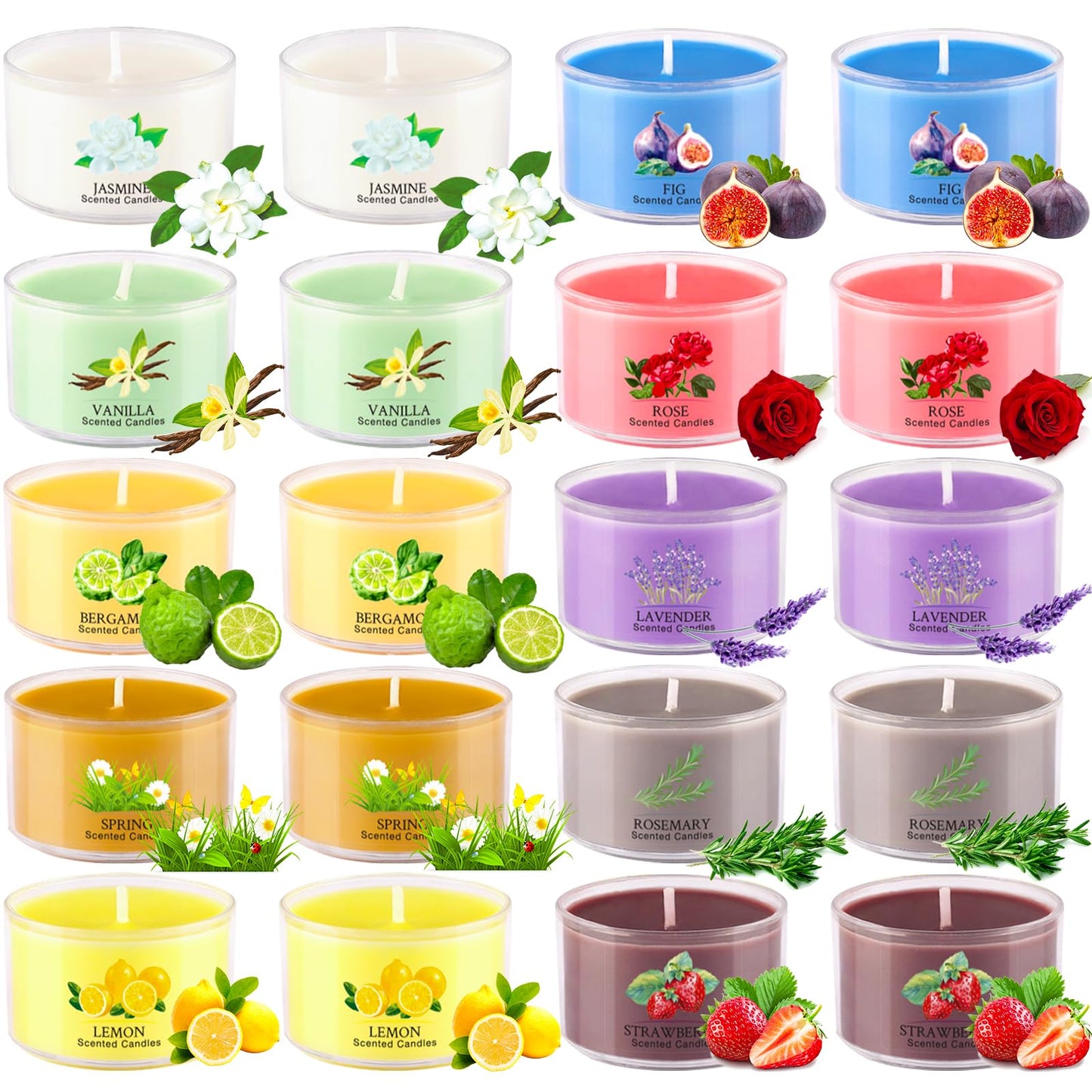 Aromatherapy Scented Candles 20 Pack - Small Candle Gift Set for Women with 10 Scents, 35g Long-Lasting Soy Wax Candles for Relaxation, Yoga, Bath, Home Decor, Mother's Day, Birthday Present