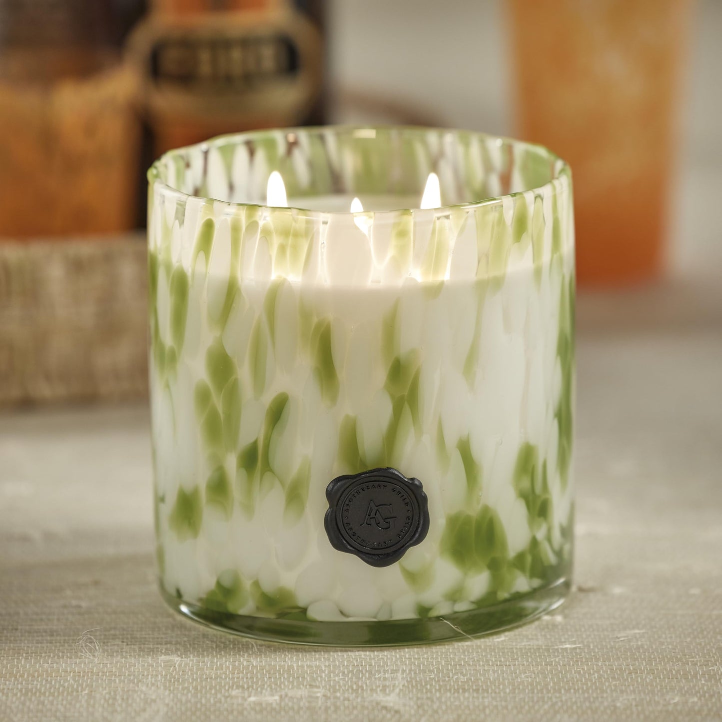 Zodax Apothecary Guild Scented Opal Glass Jar Candle- 50 oz/3-Wick - Sicilian Lemon Bergamot