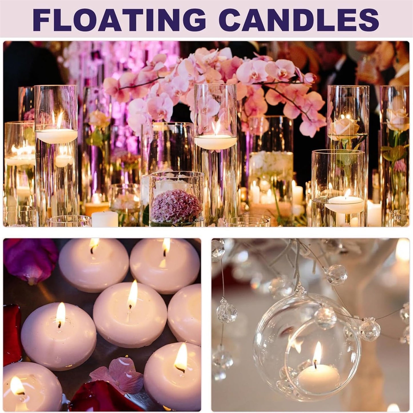 Unscented Floating Set of 10 – Versatile Wedding, Christmas, Spa Decor with Long-Lasting Burn Time Christmas Floating