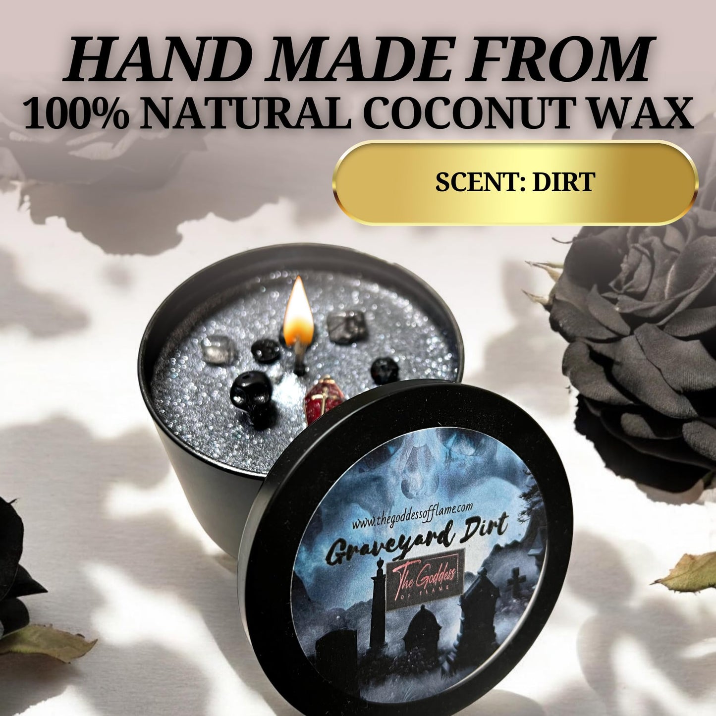 Graveyard Dirt Spiritual Spell Candle for Necromancy, Protection and Banishing|Remove hexes and Bad luck | All Natural & Organic Coconut Wax Candle for House Energy Cleansing Purification (8oz)