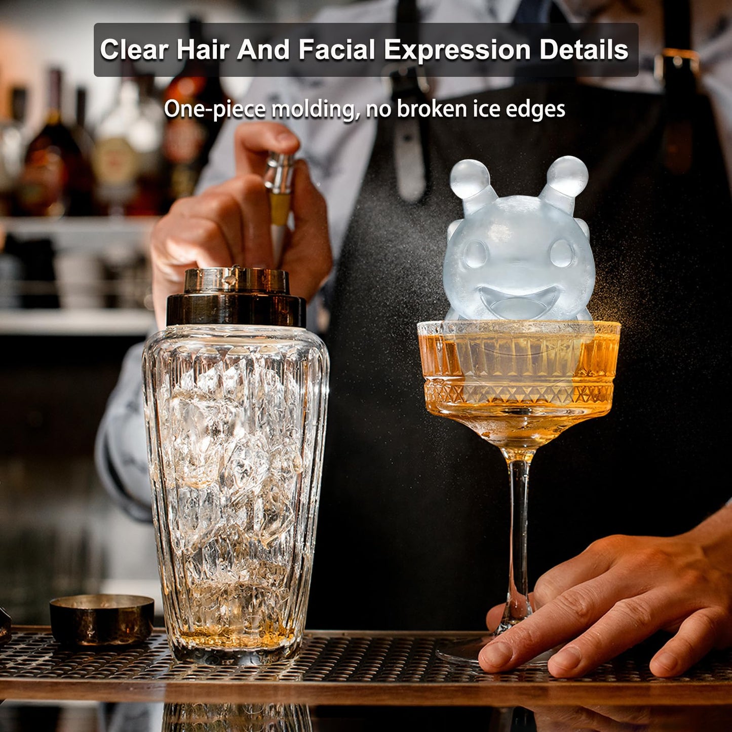SIUPER 3D Bee Ice Cube Silicone Molds Tray for Whiskey, Cocktail, Drink, Bar; Rich Details. Fun Animal Mold for DIY Craft Taba Squishy Chocolate Soap Candle Resin Gift for Women Girls Boys; 2 Pack