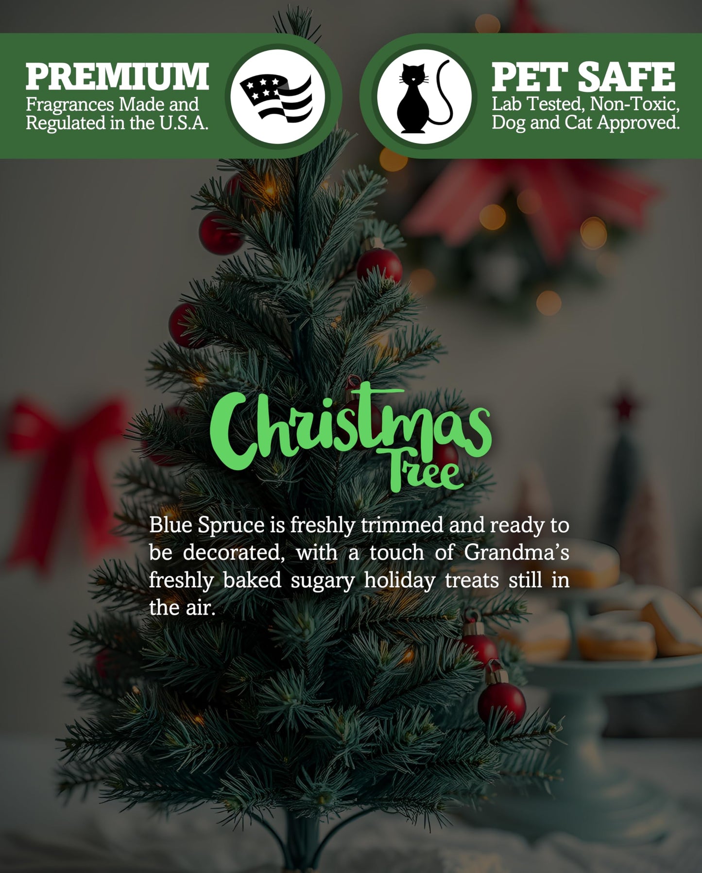 Christmas Tree Natural 3 Wick Candle, Essential Fragrance Oils, 100% Soy, Phthalate & Paraben Free, Clean Burning, 14.5 Oz.