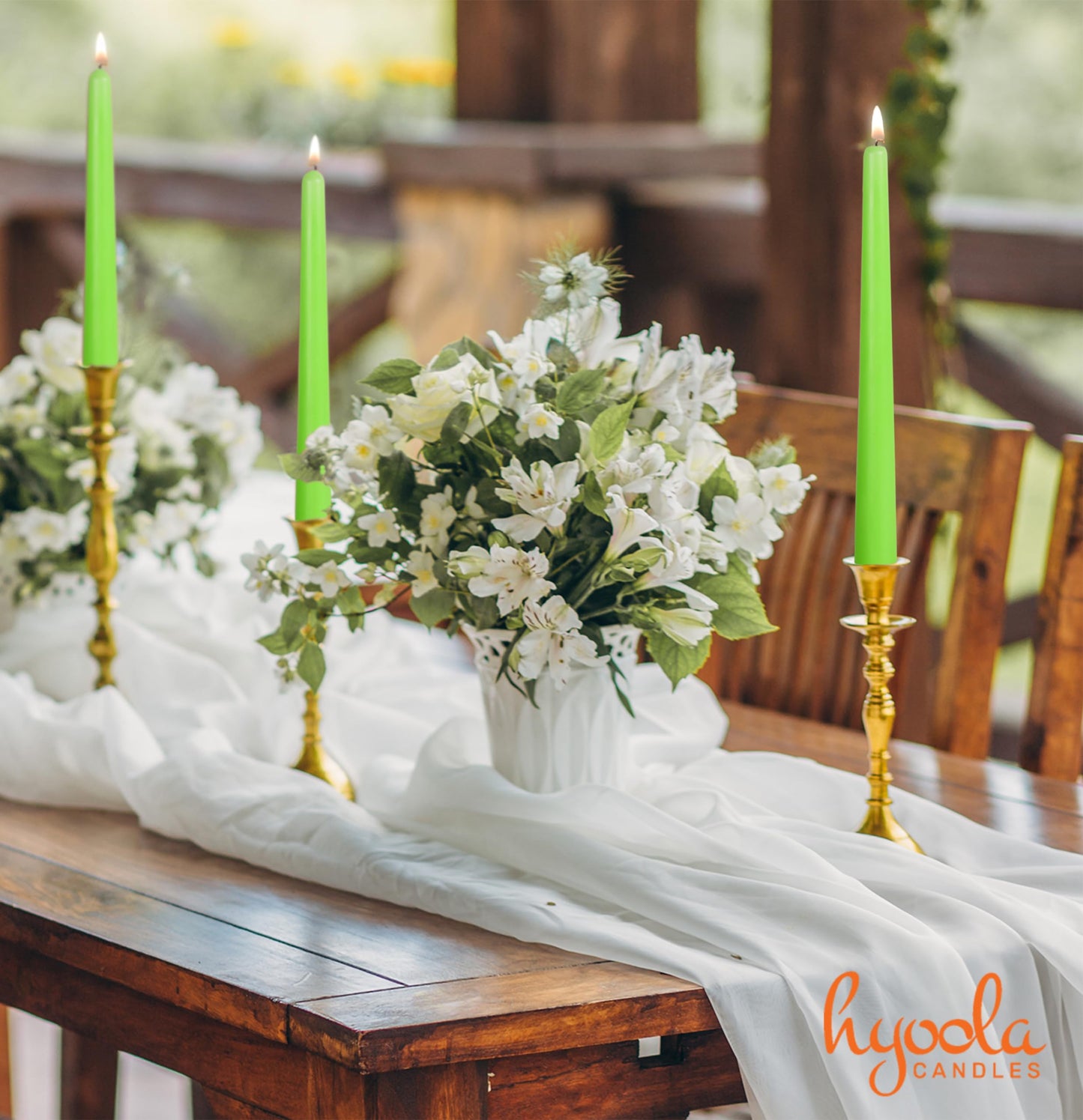 Hyoola Tall Taper Candles Bulk - 10 Inch Lime Green Unscented Dripless Taper Candles - 8 Hour Burn Time - 96 Pack