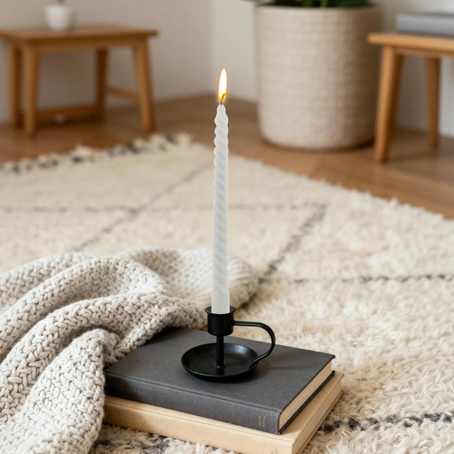 8 Pack 10 Inch Smoke-Gray Spiral Taper Candles Long Burning Dripless Candles for Party Dinner Home Decor Wedding and Celebrations