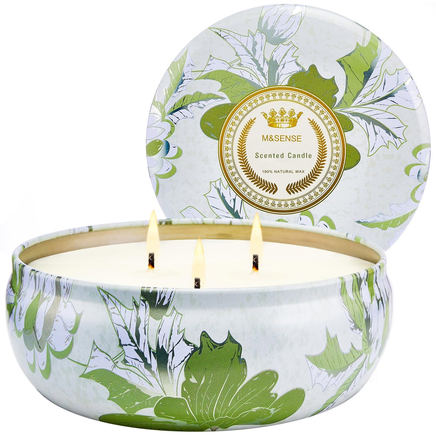 M&SENSE Citronella Candles Outdoor 12 oz, Large 3 Wick Soy Candle, Summer Candle for Home Scented,Over 40 Hour Burning Time, Relaxing Aromatherapy Candle Gift for Women and Men