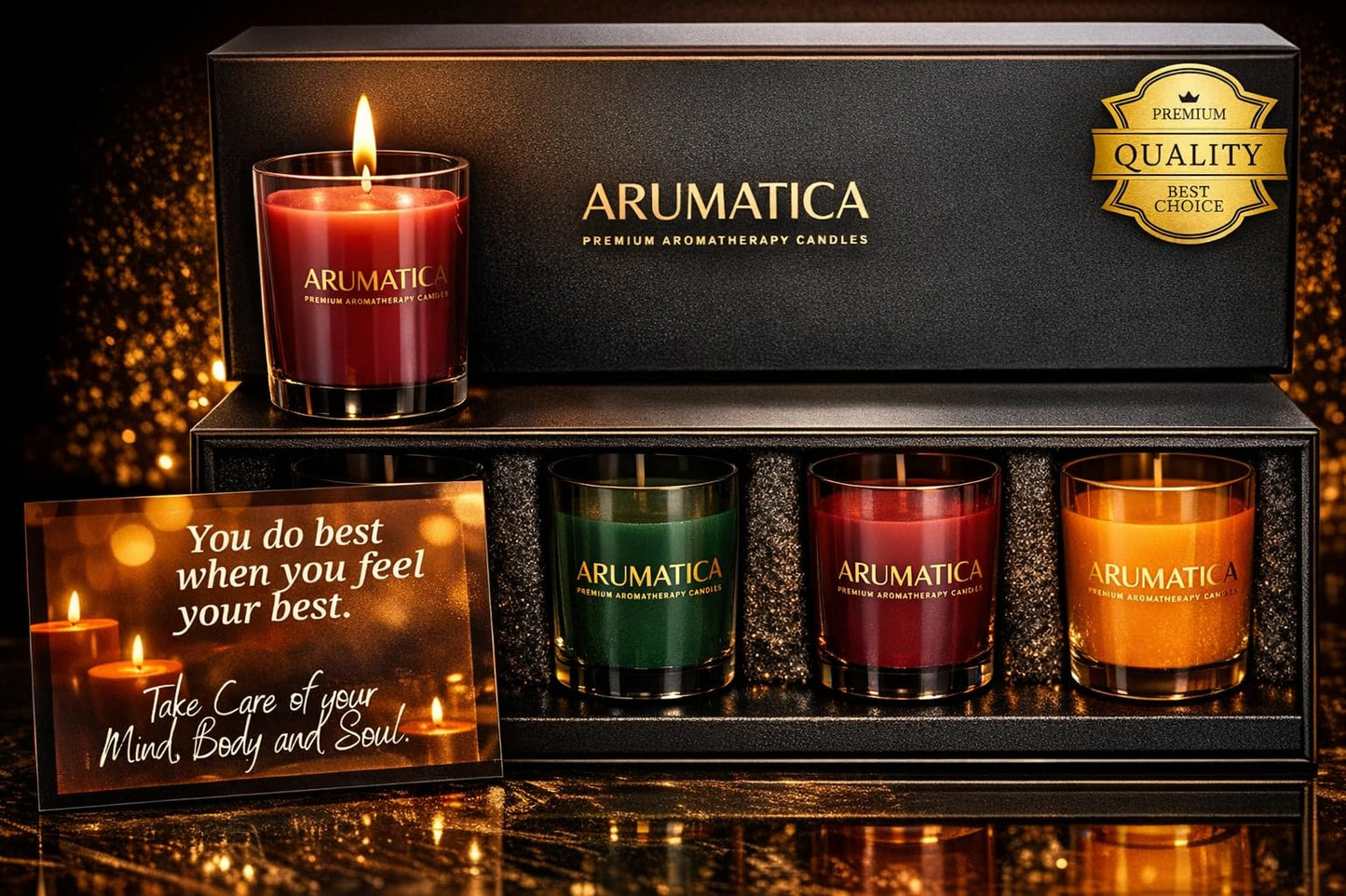 Premium Aromatherapy Candle Set | Stress Relief Soy Wax Candles with Relaxing Scents | Scented Candles for Home Yoga, Meditation & Spa | Luxury Candle Gift Set (4 Pack, 5oz Each) Total 20oz
