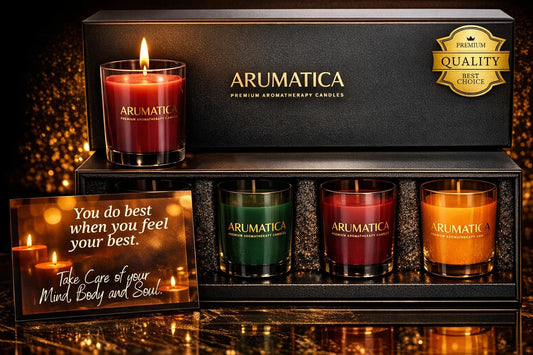 Premium Aromatherapy Candle Set | Stress Relief Soy Wax Candles with Relaxing Scents | Scented Candles for Home Yoga, Meditation & Spa | Luxury Candle Gift Set (4 Pack, 5oz Each) Total 20oz