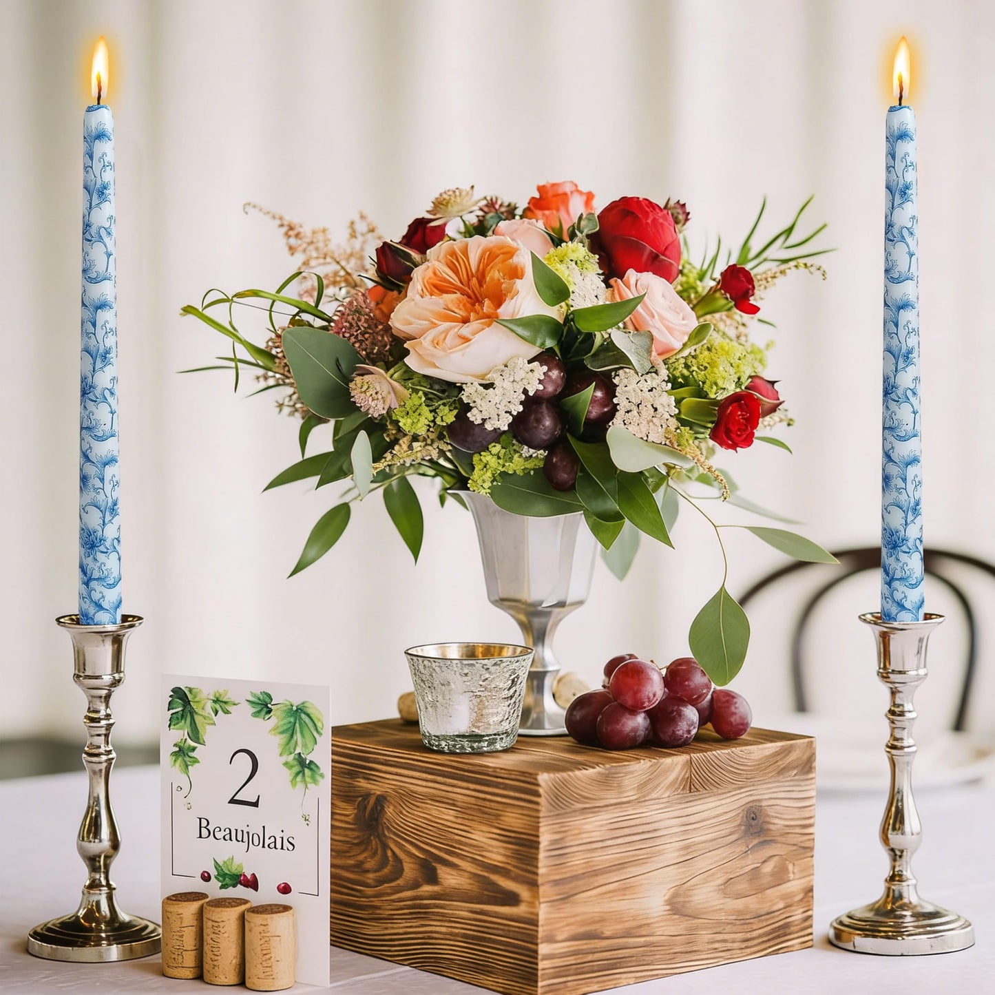 Handmade Printed Candles 10 in Long Candle Sticks Unscented Candle Blue and White Porcelain Pattern Candles for Home Wedding Dinner Holiday Party