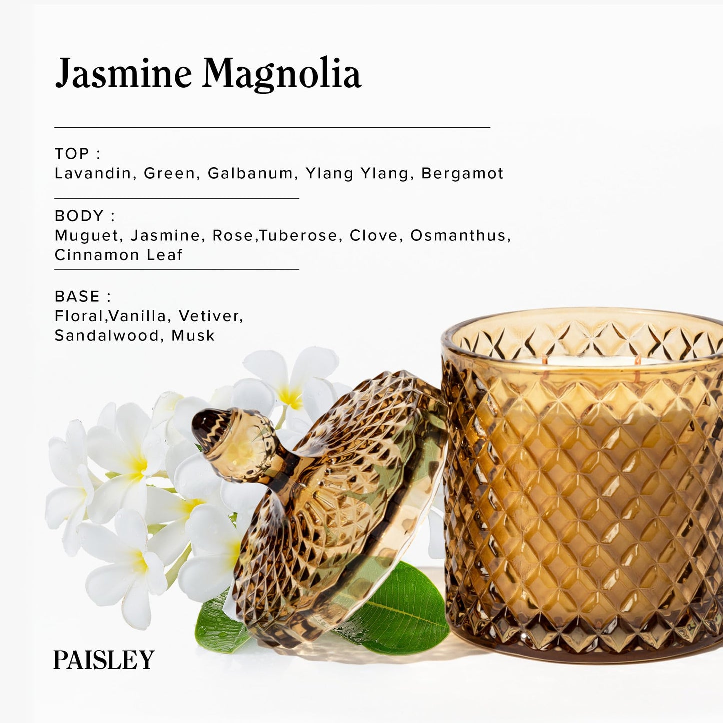 Jasmine Magnolia Scented Candle, Large Wooden Wick Natural Candles Non Toxic for Home Scented, 70+ Hours Clean Burn, Luxury Candle Gift for Women & Men,Gift-Ready for Autumn Hosting, 14.8 oz