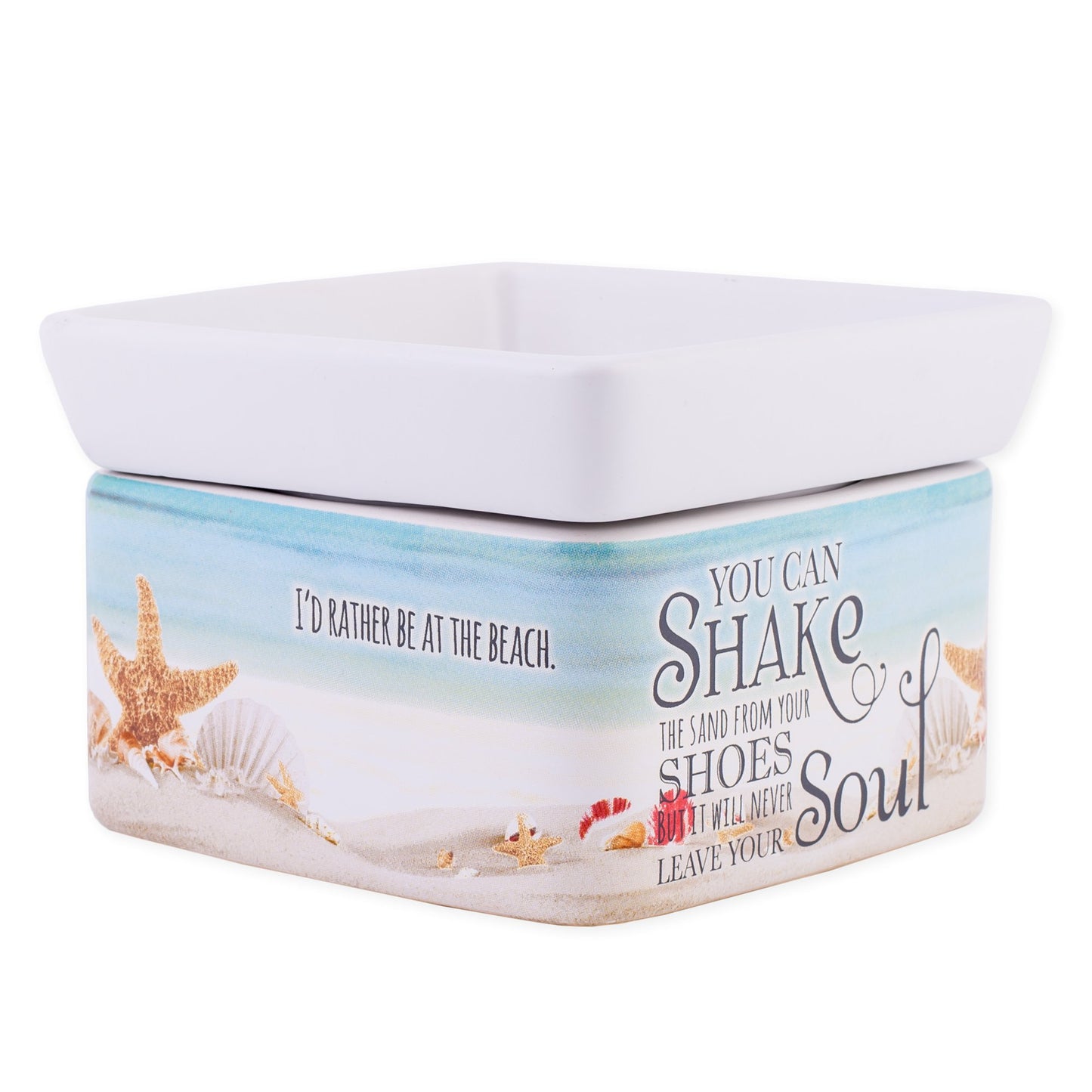 Shake Sand from Shoes Beach and Ocean Stoneware Electric 2-in-1 Jar Candle and Wax Tart Oil Warmer