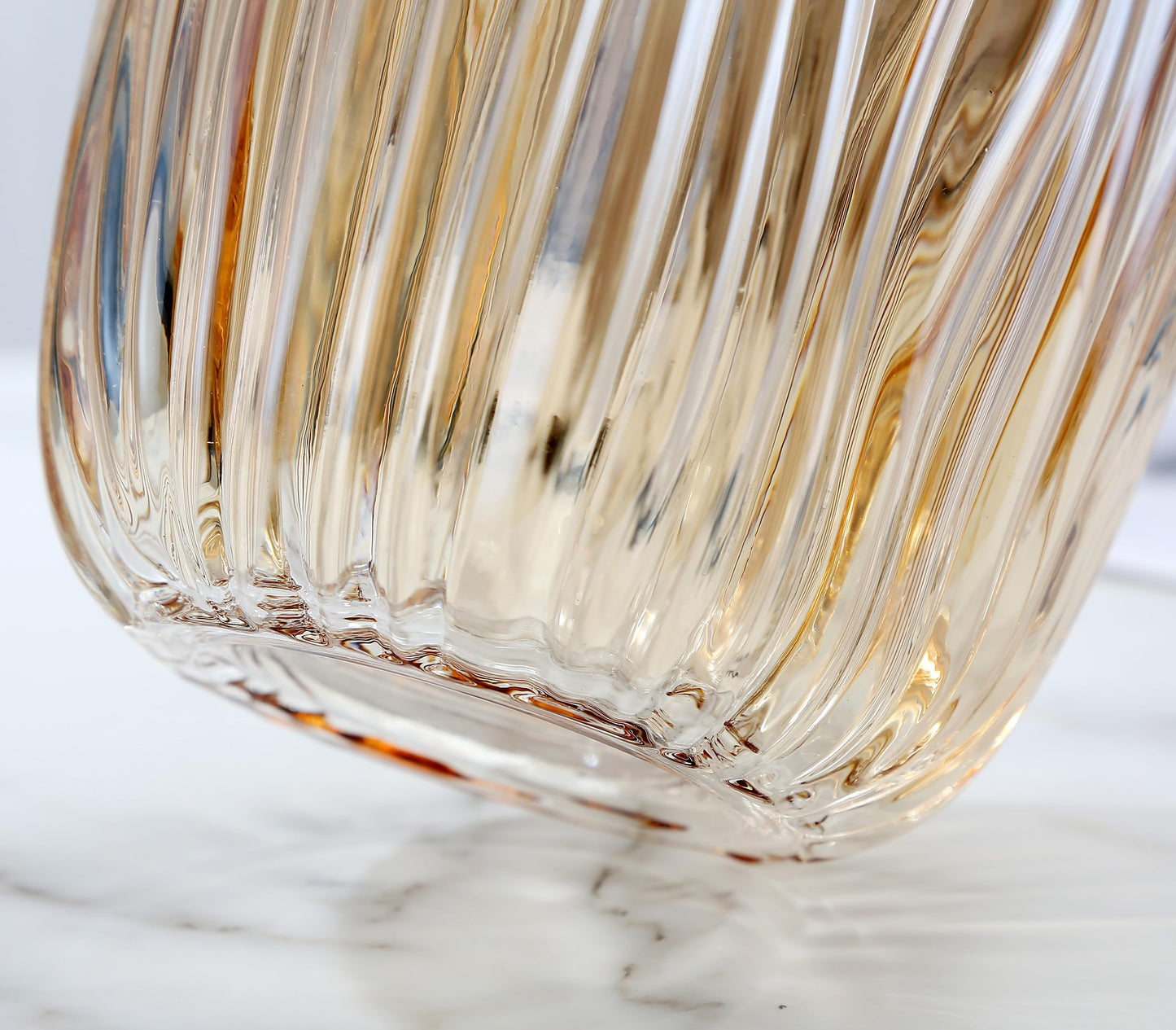 Large Amber Glass Vase for Home Decor Ribbed Tall Gold Floor Vase 12.0" Decorative Vases for Table Centerpieces Flowers Decor and Farmhouse(Brown 8.0in)